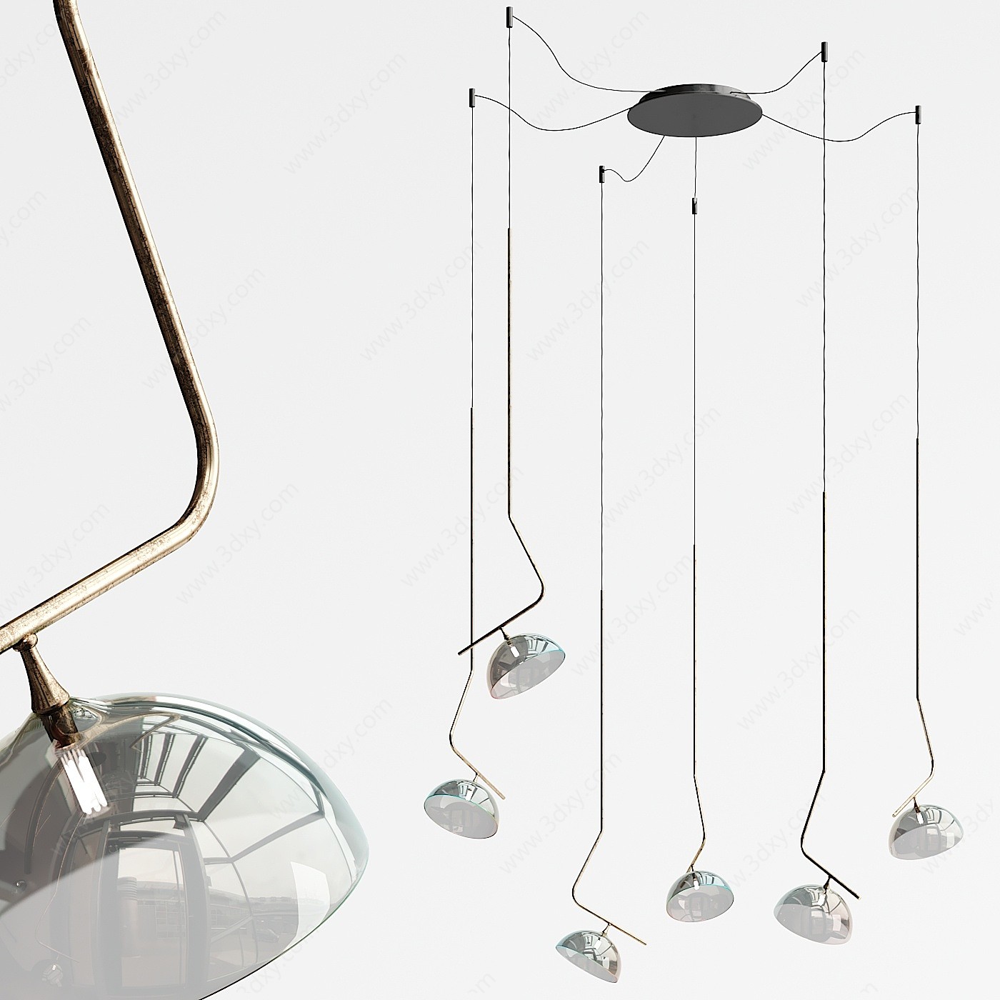 现代玻璃吊灯3D模型
