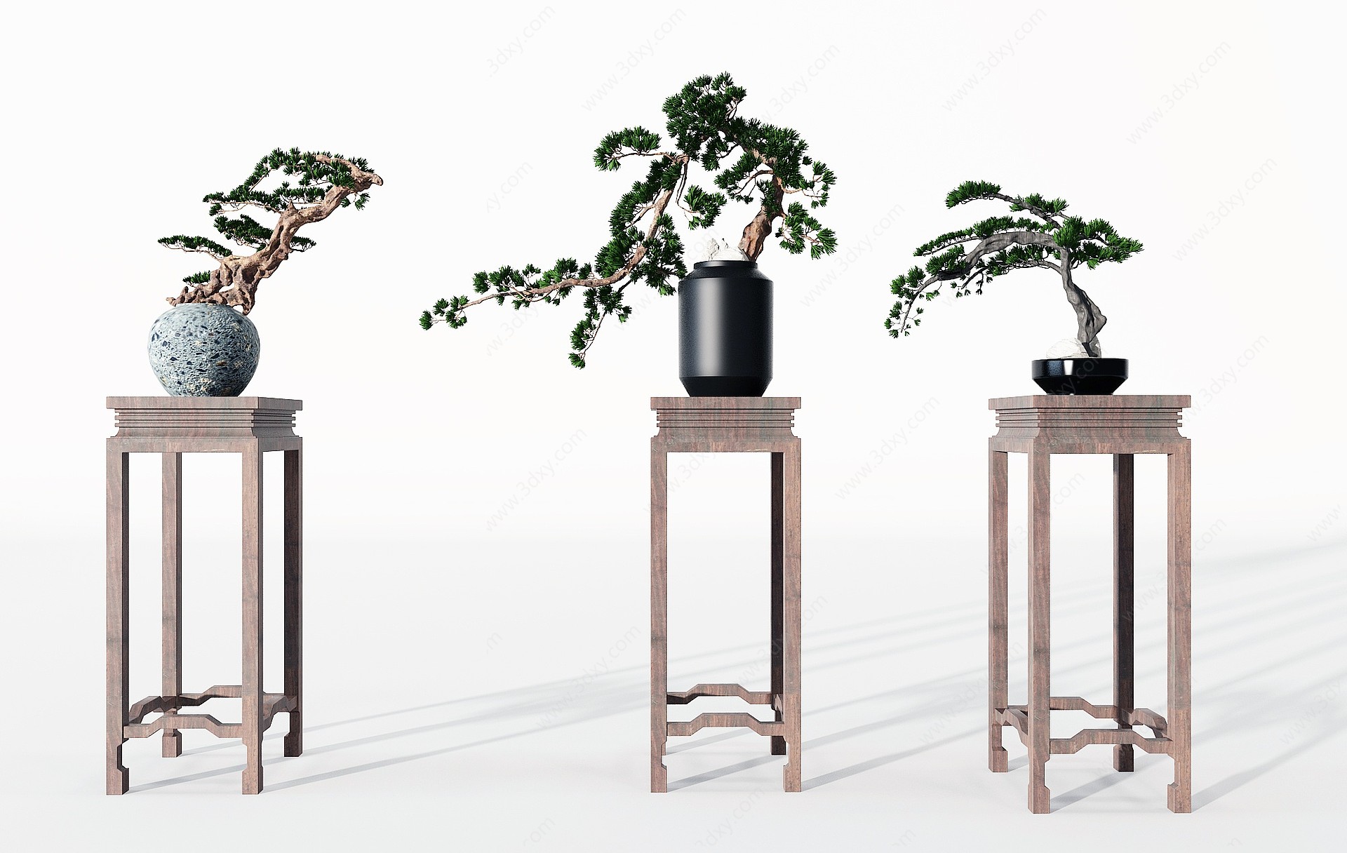 新中式松树花架3D模型