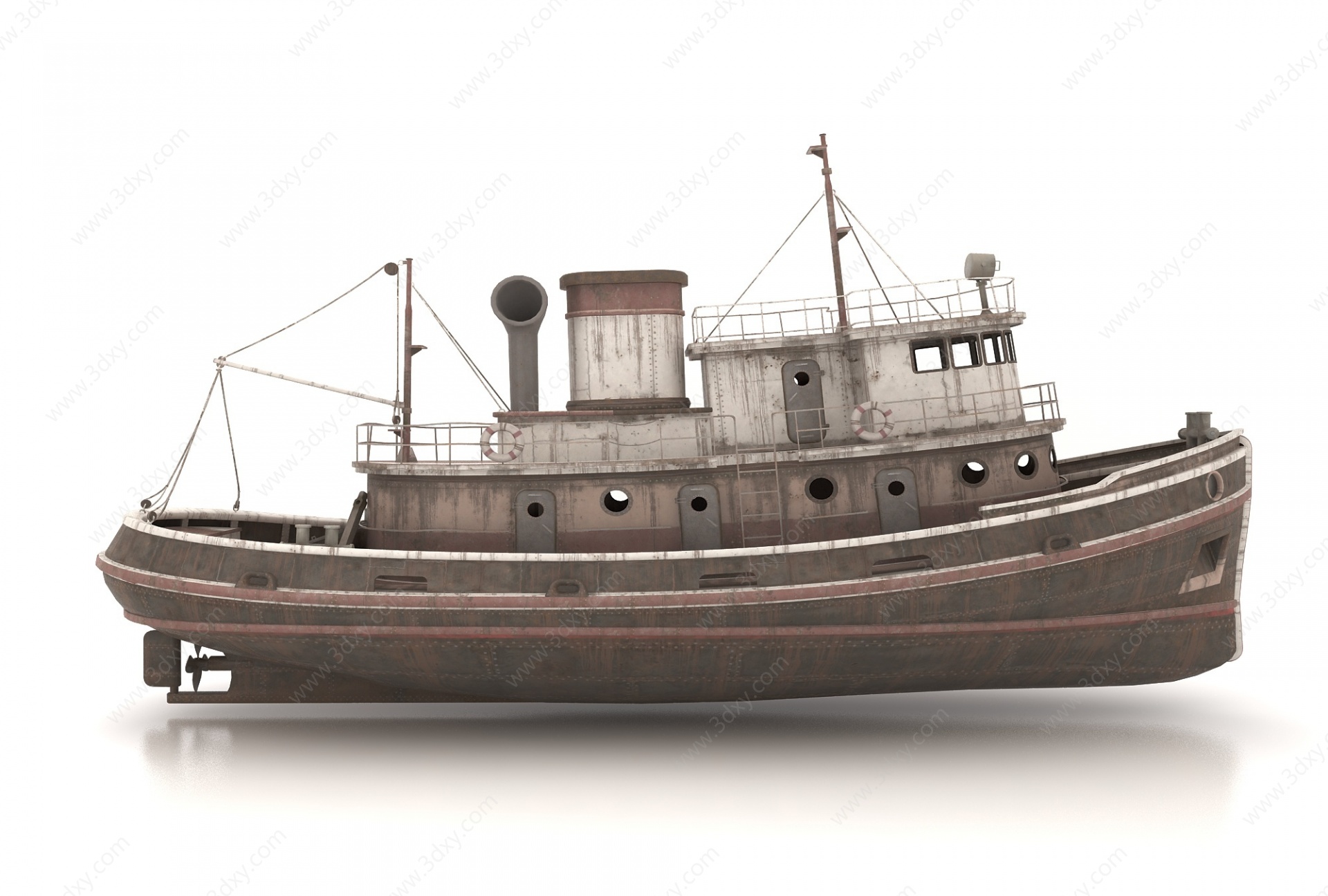 现代风格老式小船3D模型