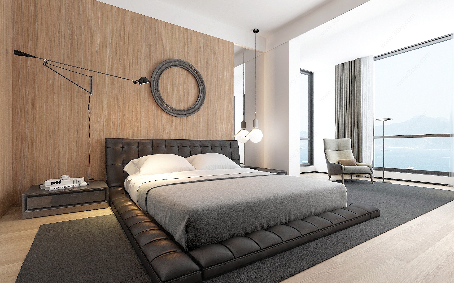 现代极简卧室主卧床3D模型