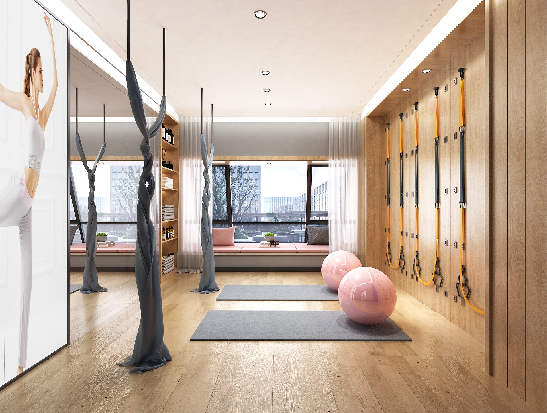 现代家居瑜珈健身房3D模型