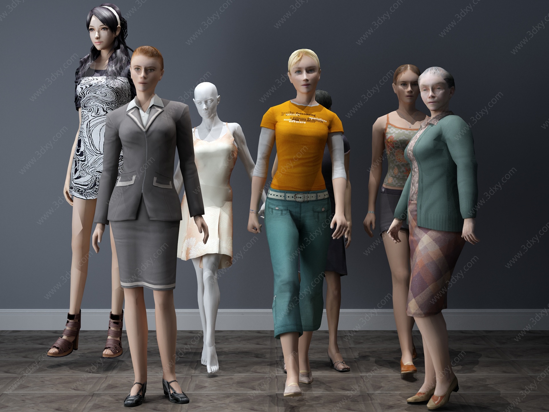 现代人物男人女人角色3D模型