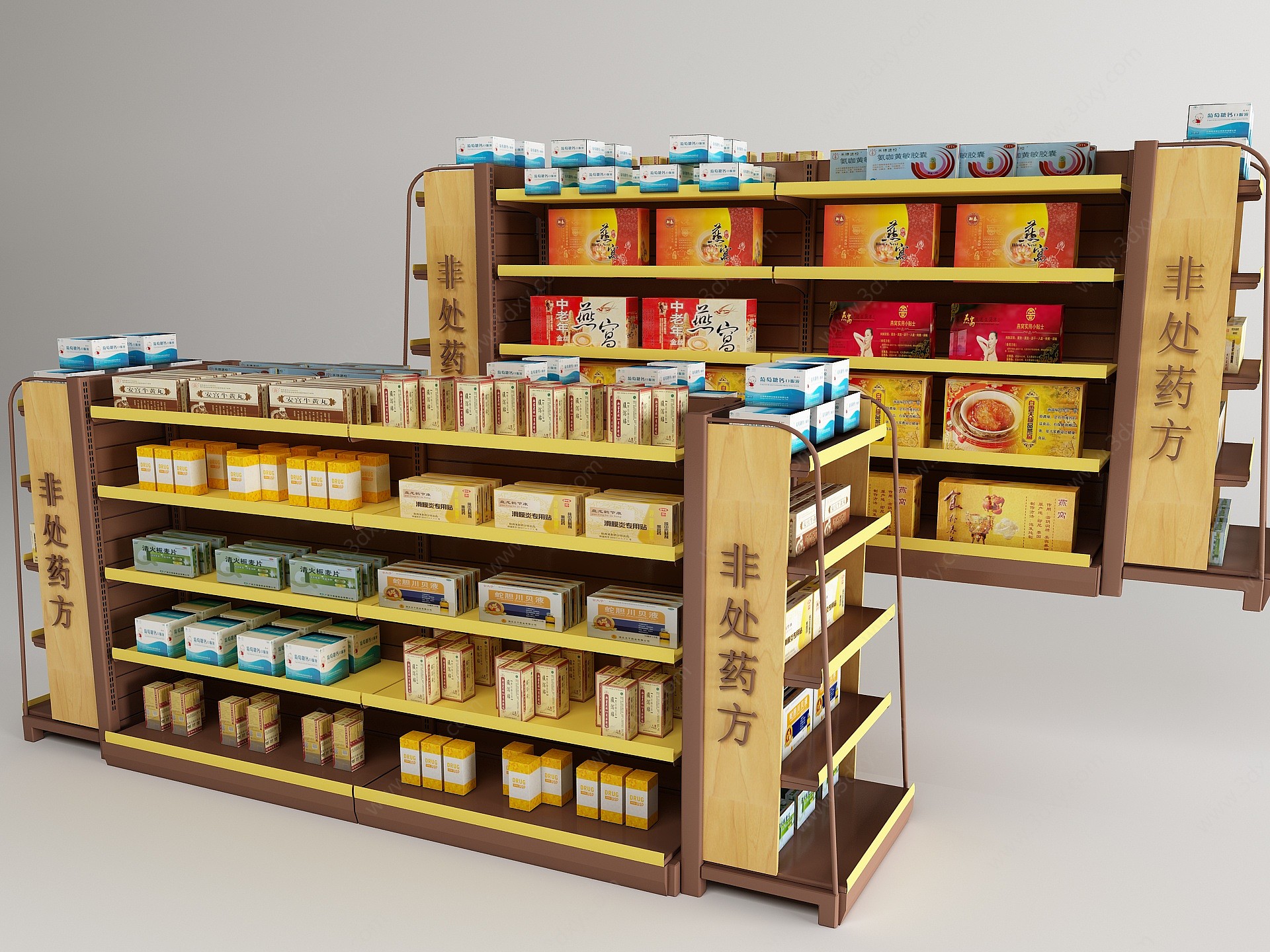 中式药柜展示柜3D模型