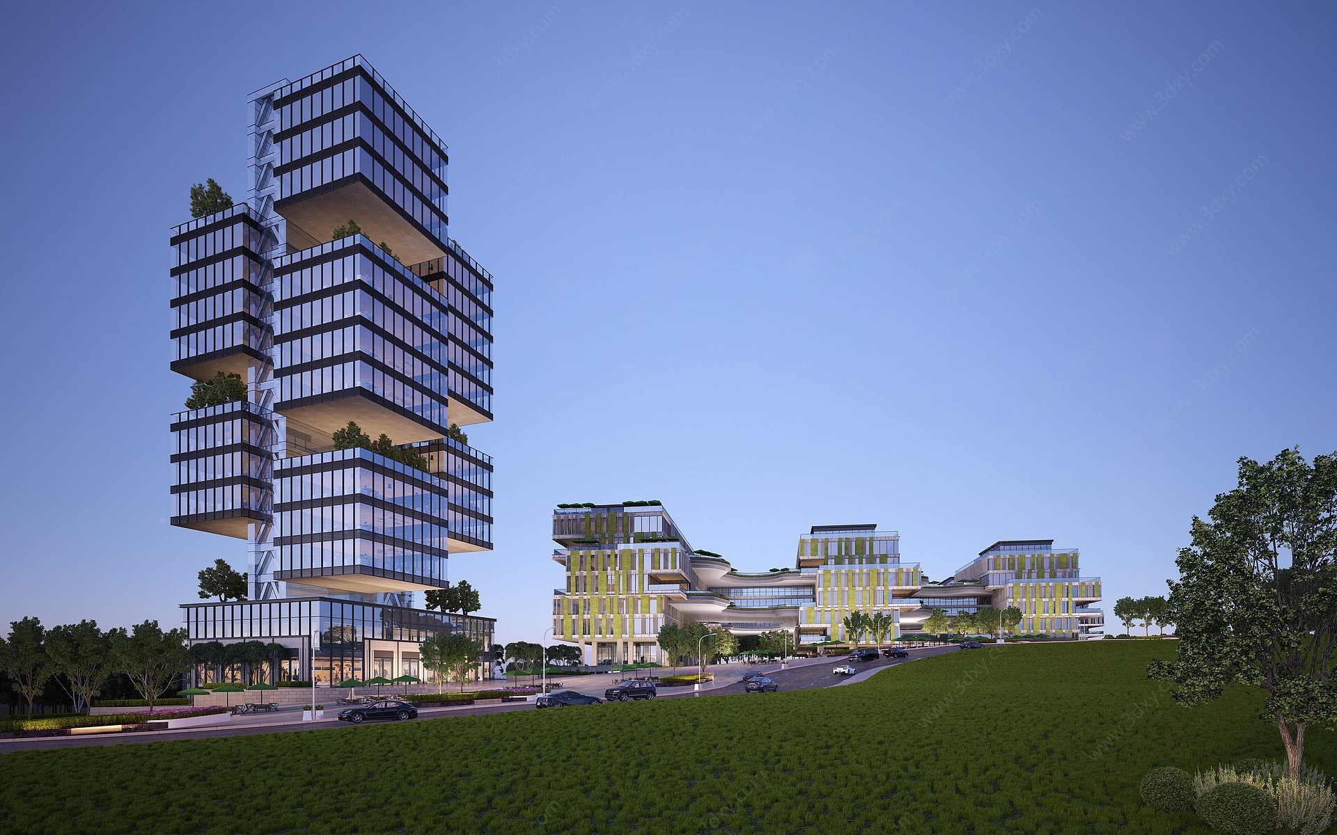 现代高层办公楼商业综合体3D模型