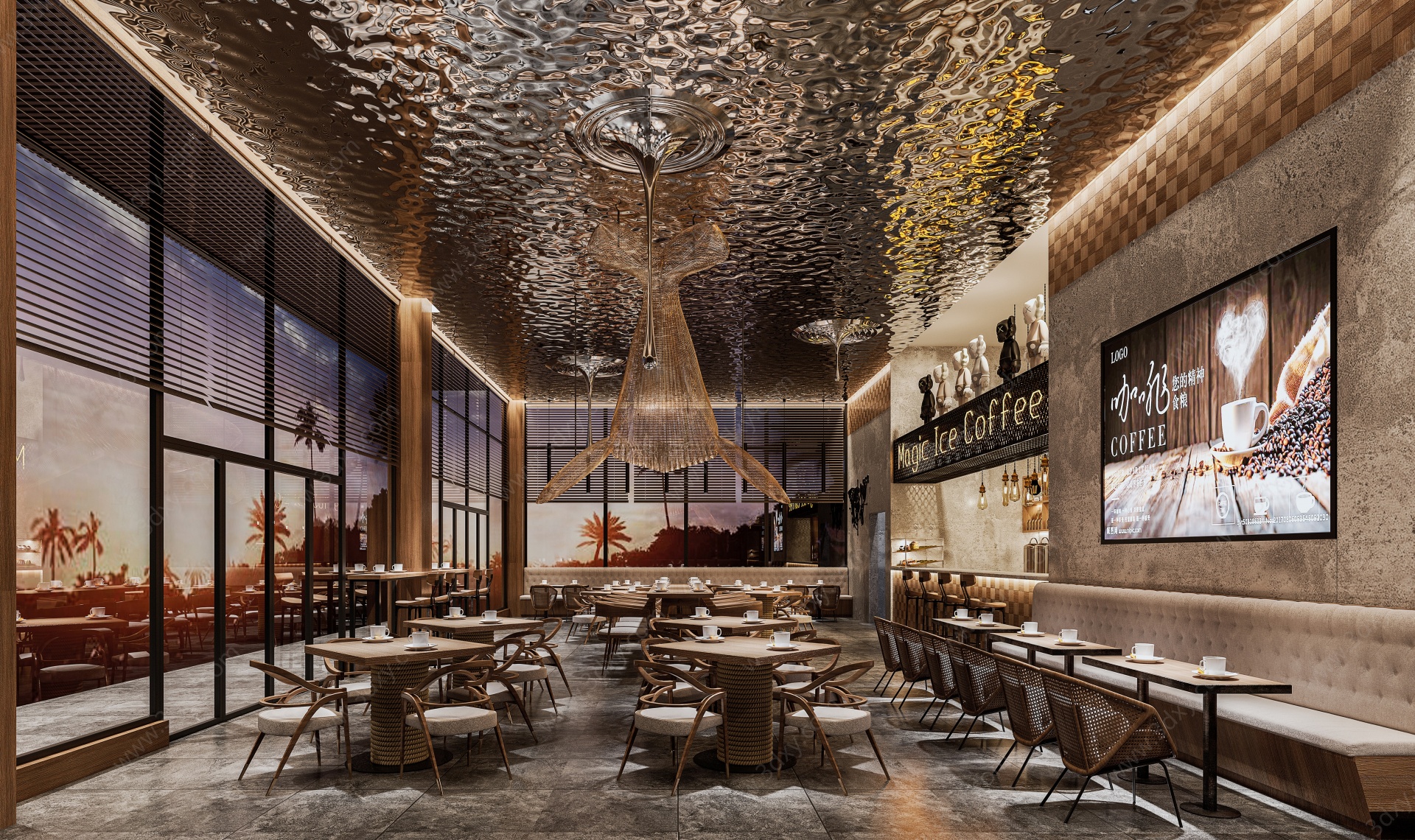 新中式饭店餐饮空间3D模型