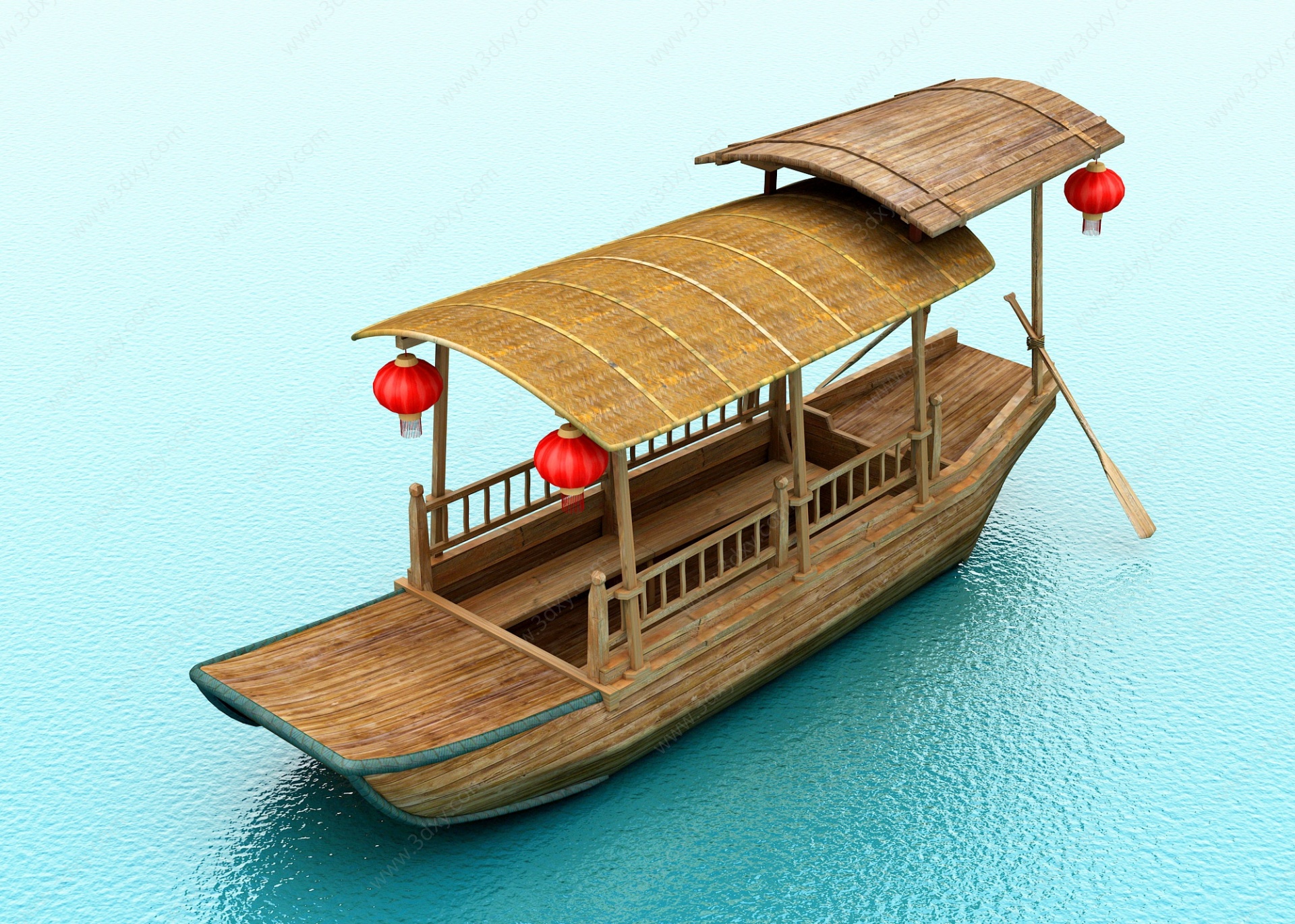 新中式游览木船3D模型
