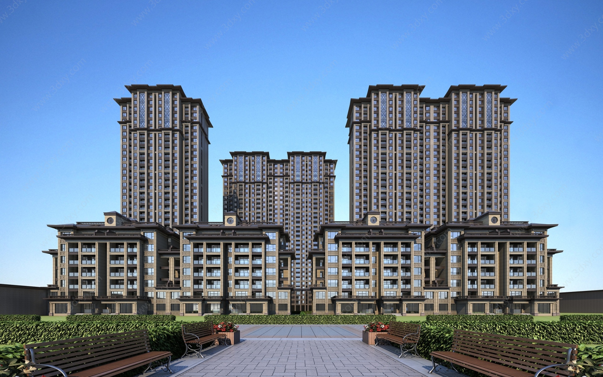 新中式住宅洋房3D模型