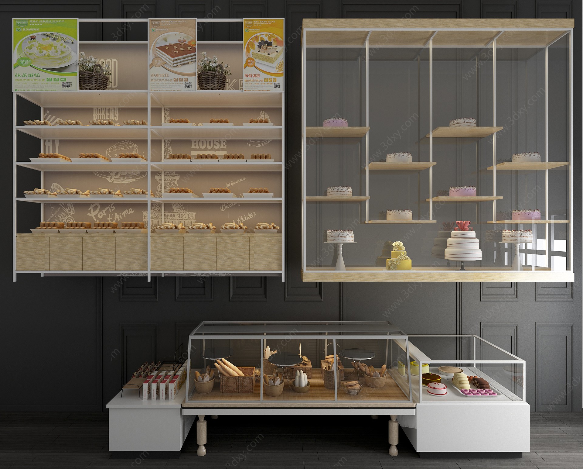 北欧蛋糕面包保鲜柜3D模型