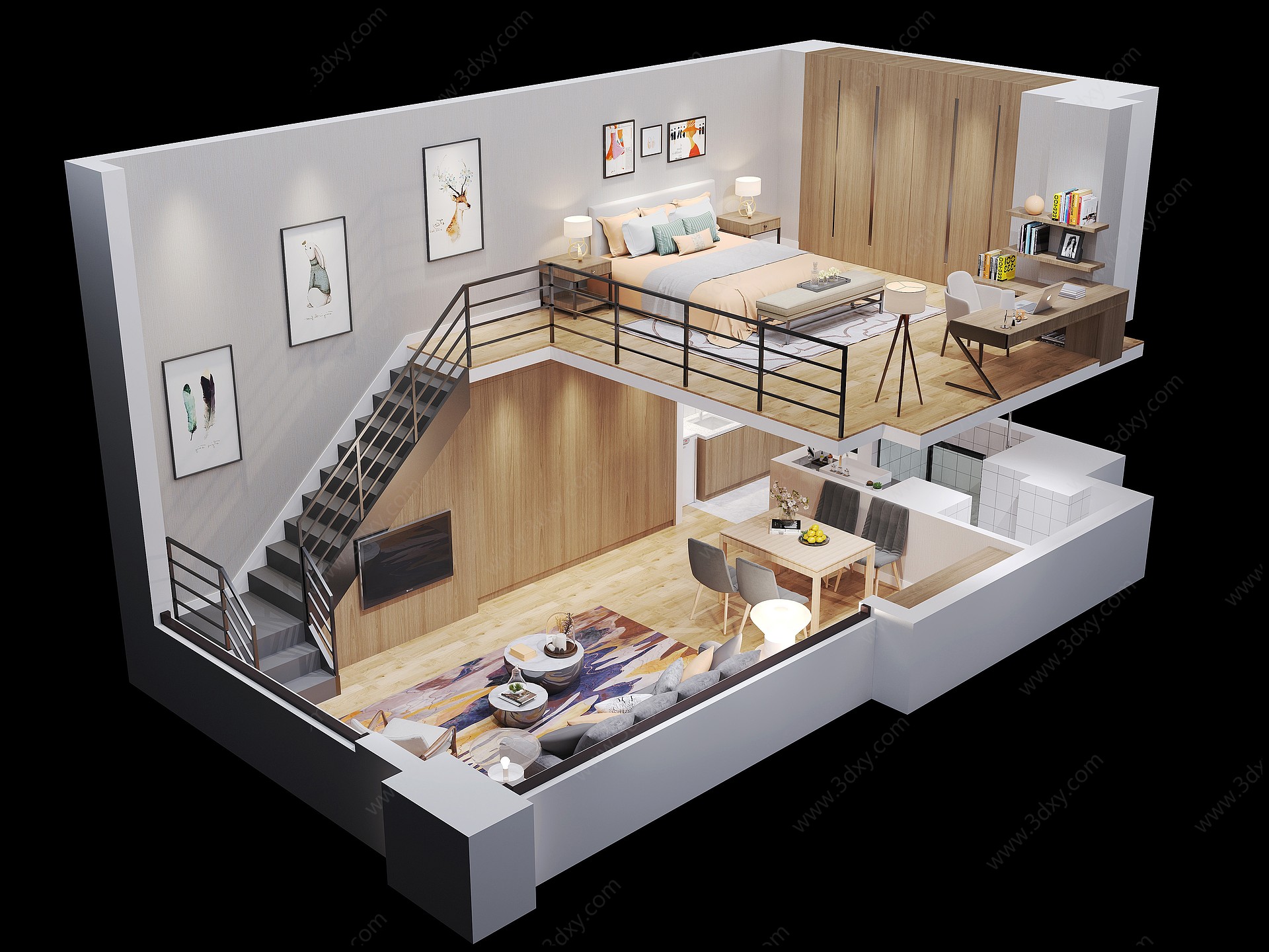 现代公寓客厅3D模型