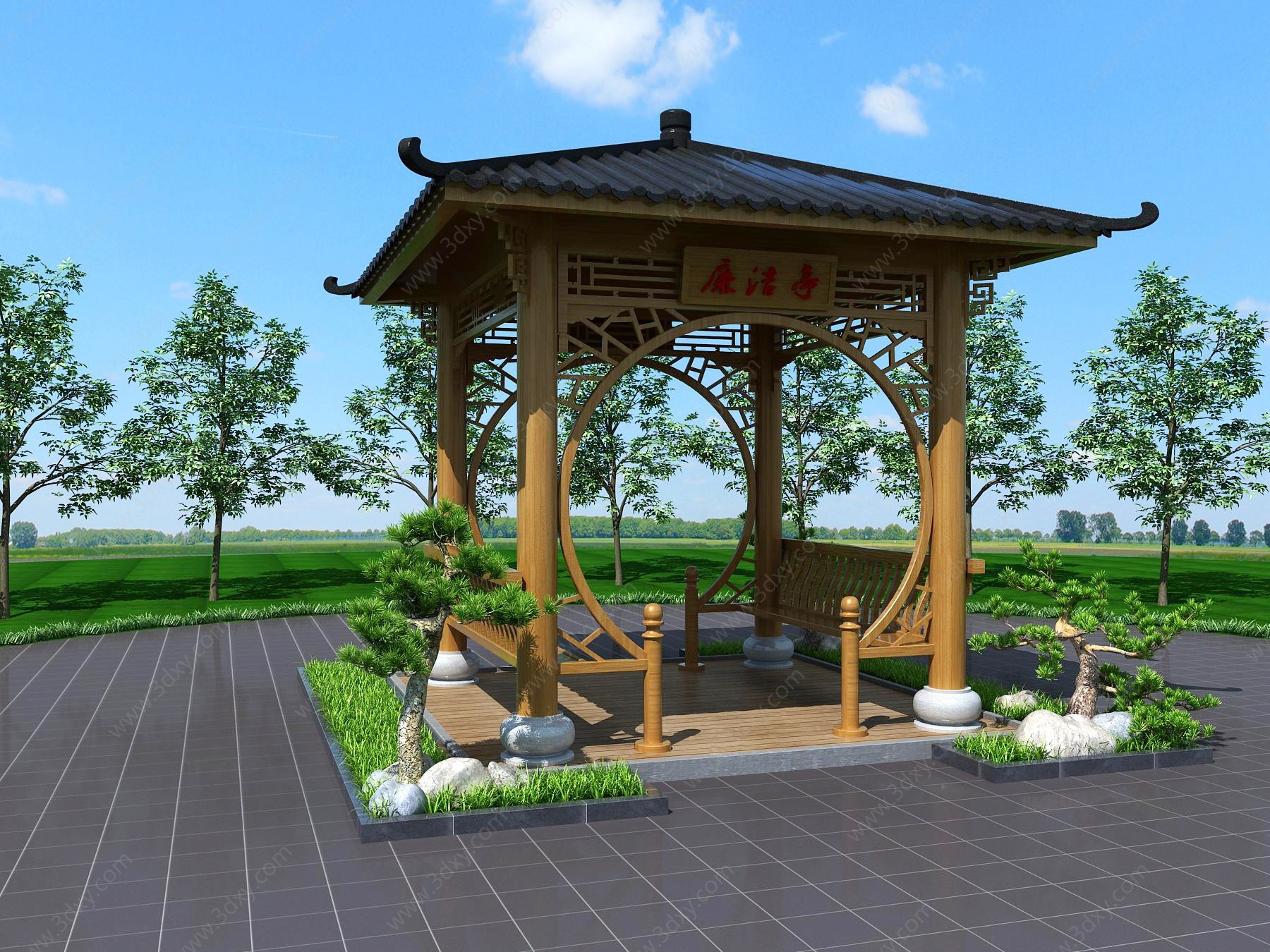 中式景观凉亭3D模型