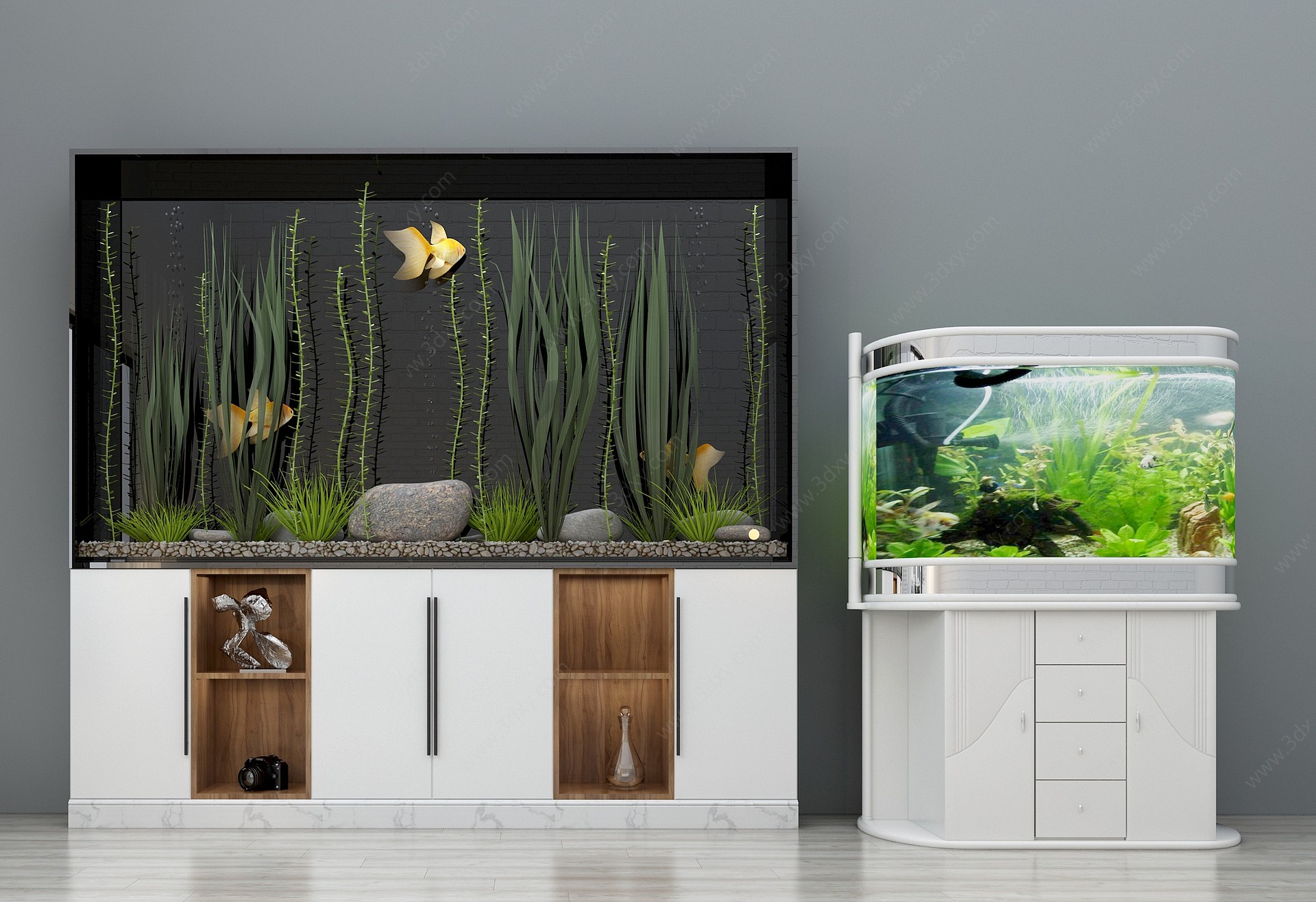 现代玻璃鱼缸3D模型