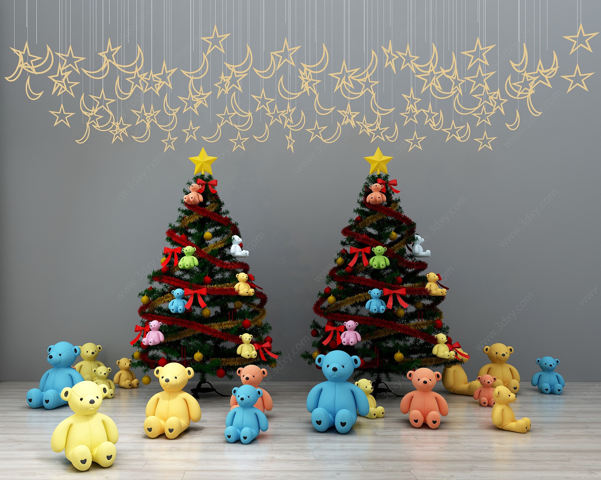 圣诞树装饰小熊玩具装饰3D模型