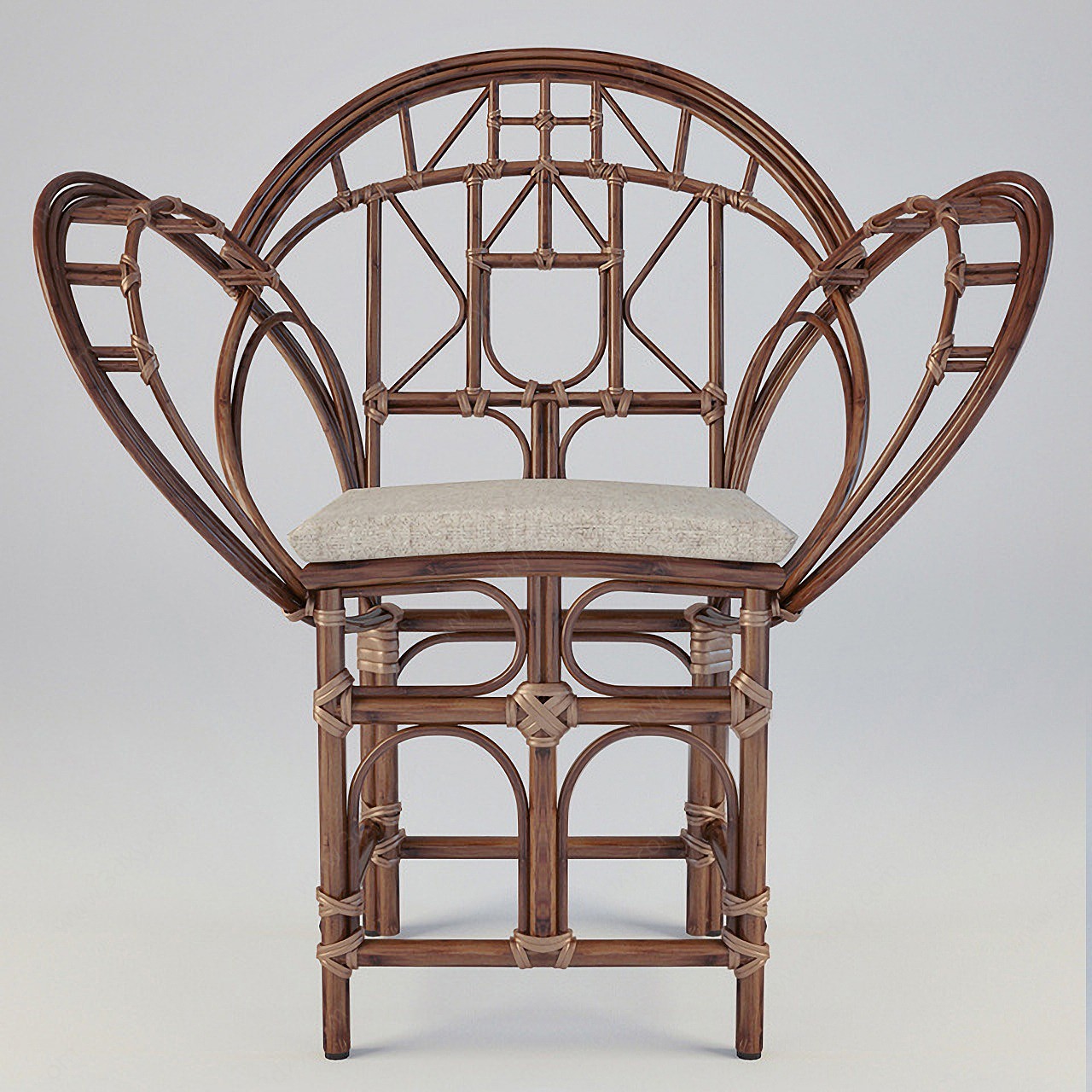 中式藤椅编藤椅竹椅3D模型