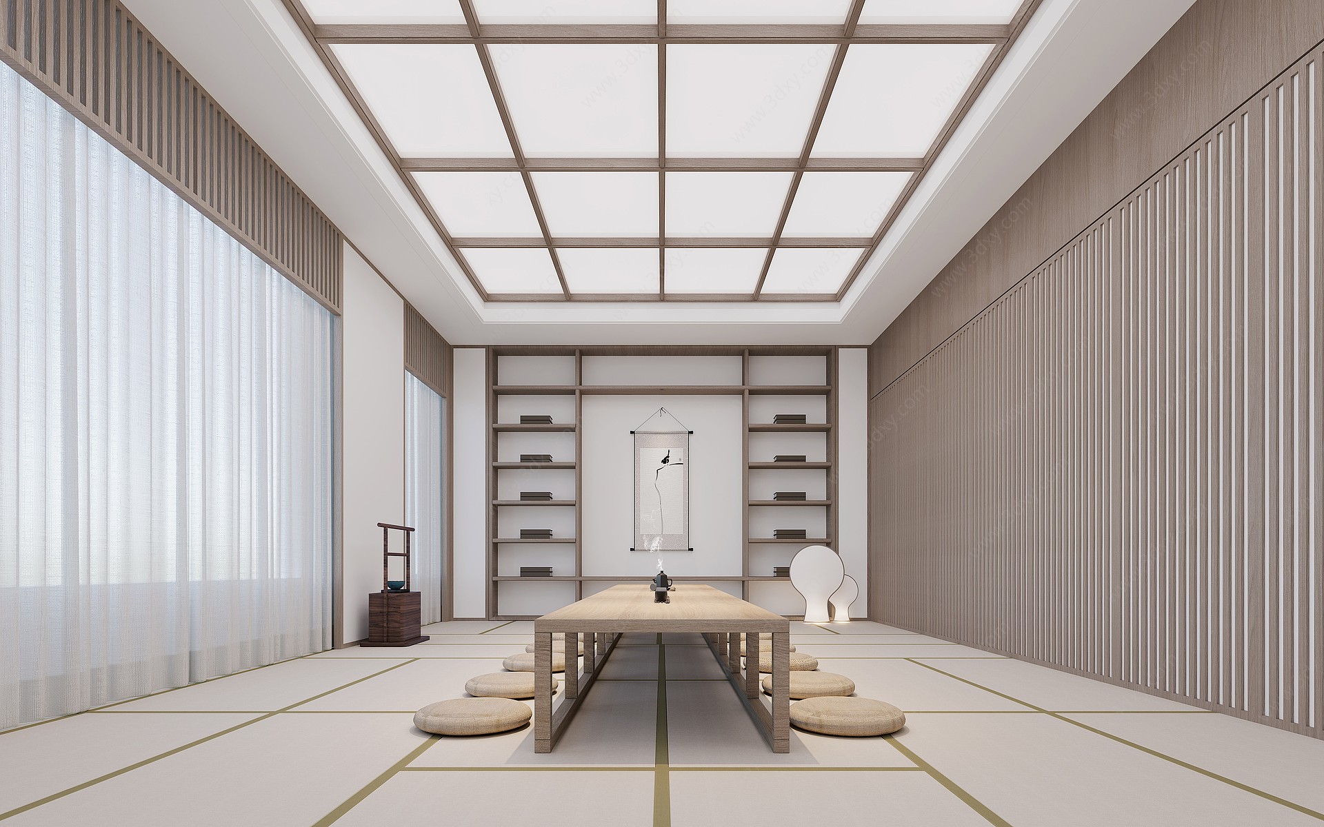 新中式办公禅意茶室3D模型
