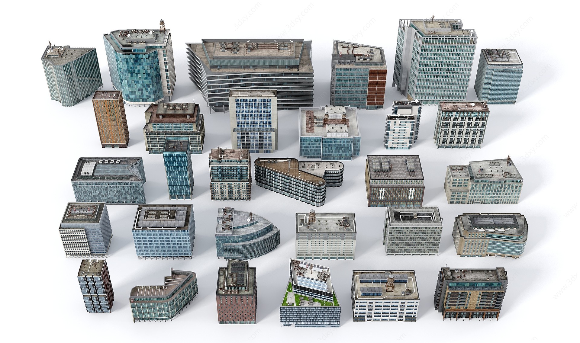 现代建筑群写字楼商业楼3D模型
