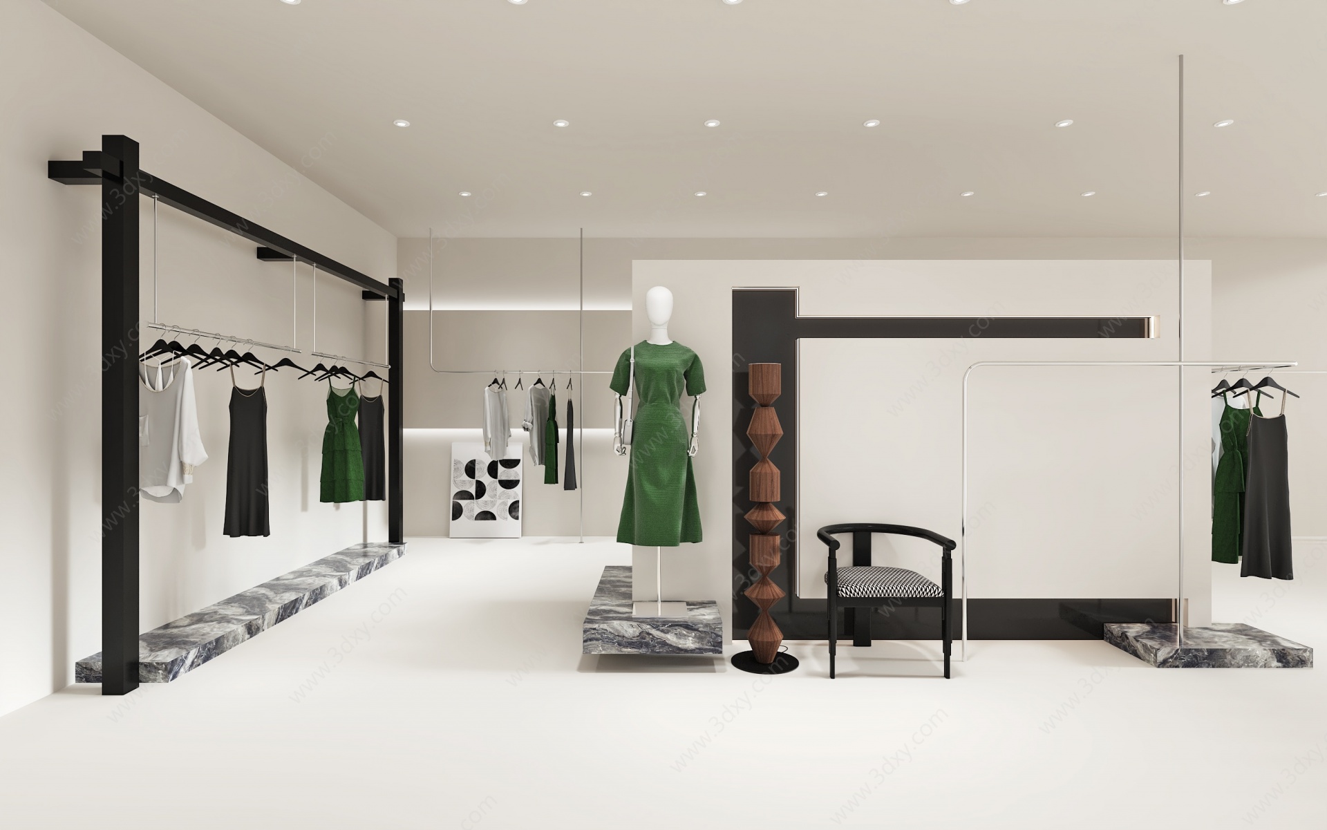 黑白风服装店3D模型