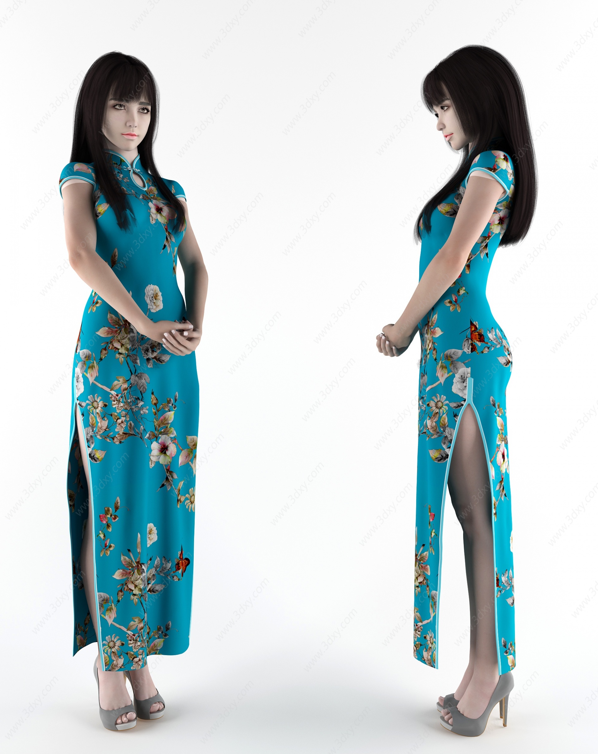 旗袍女装服装模特人物模特3D模型