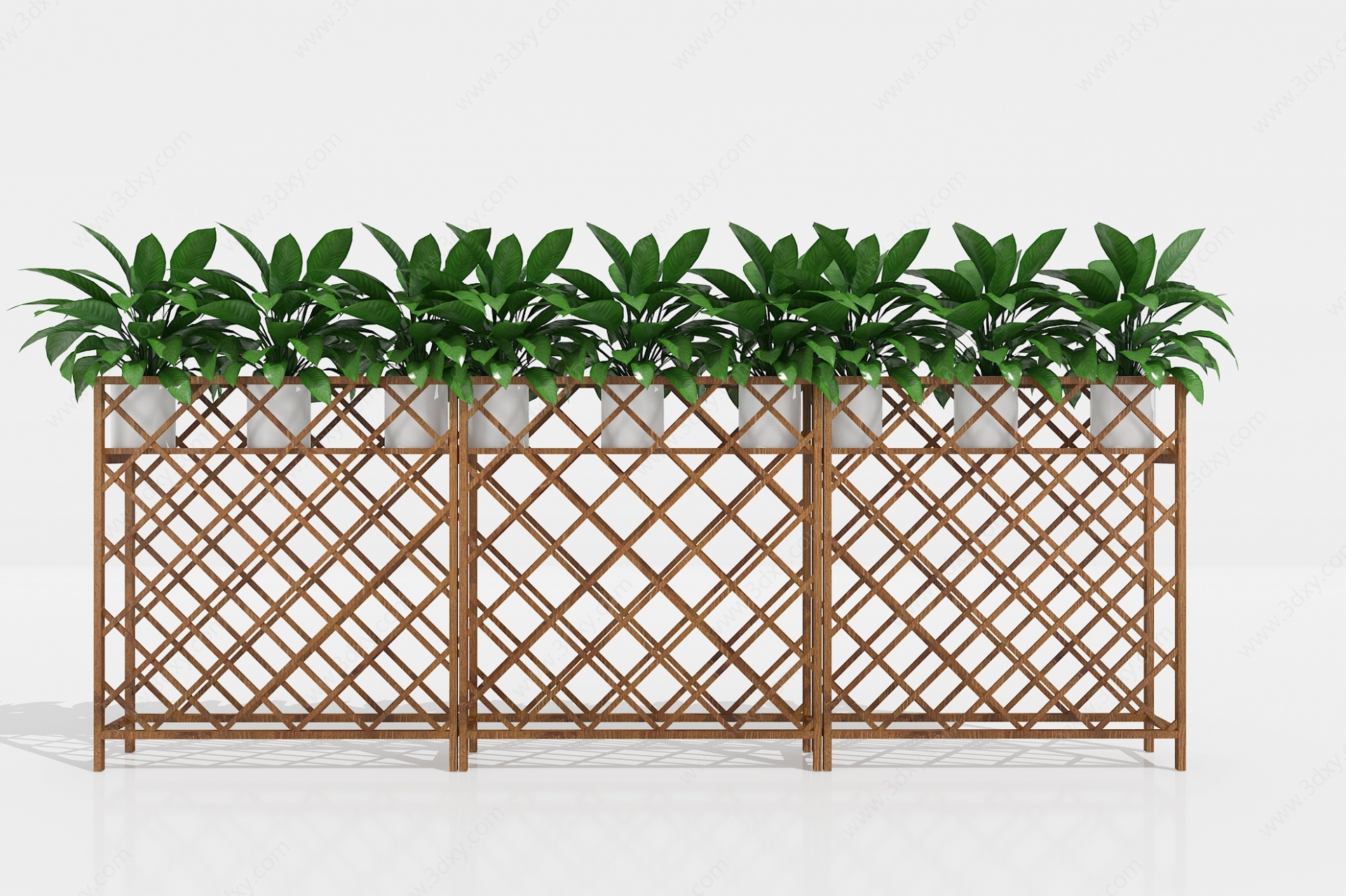 现代花架实木围栏栅栏3D模型