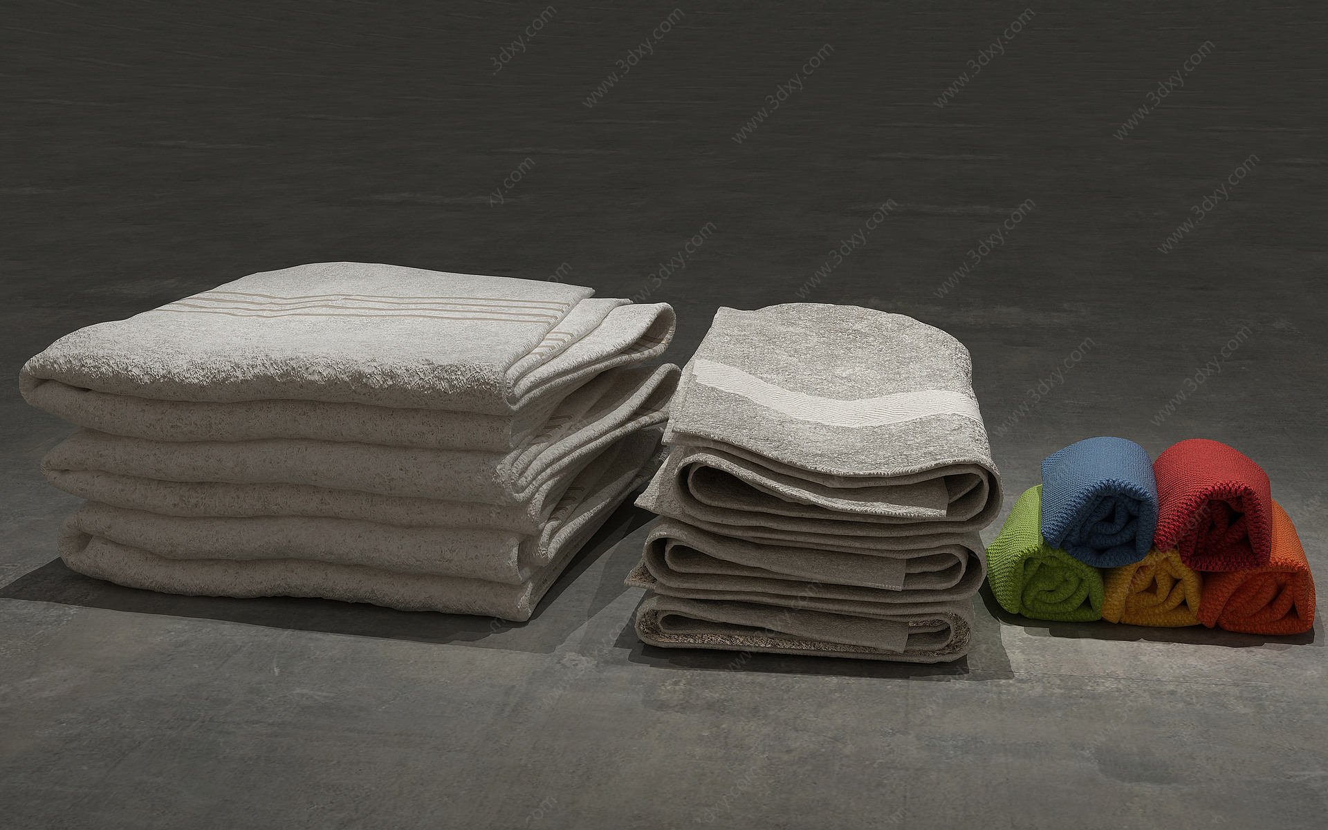 现代毛巾浴巾淋浴毛巾3D模型