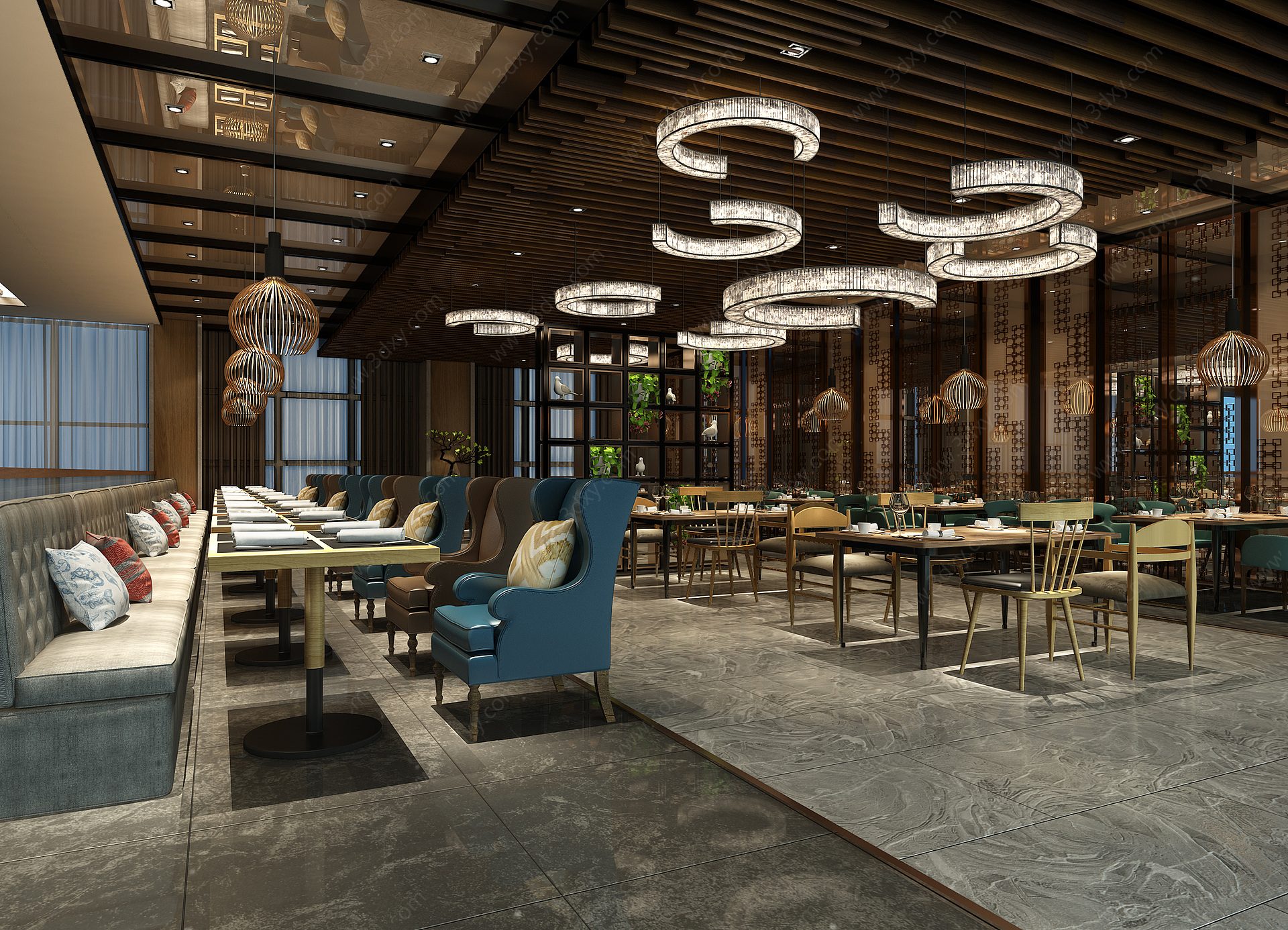 现代餐厅餐饮空间3D模型