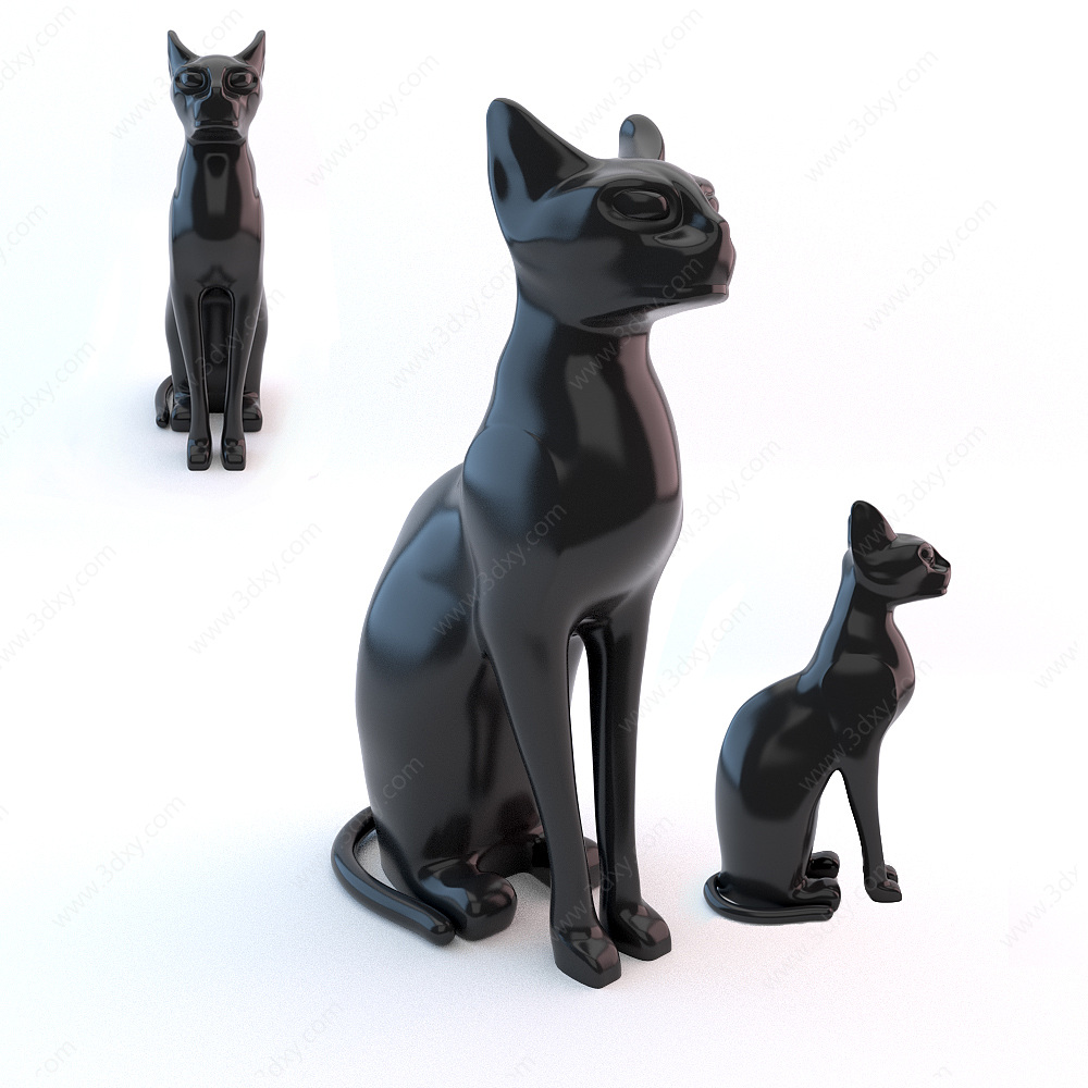 现代动物豹猫雕塑3D模型