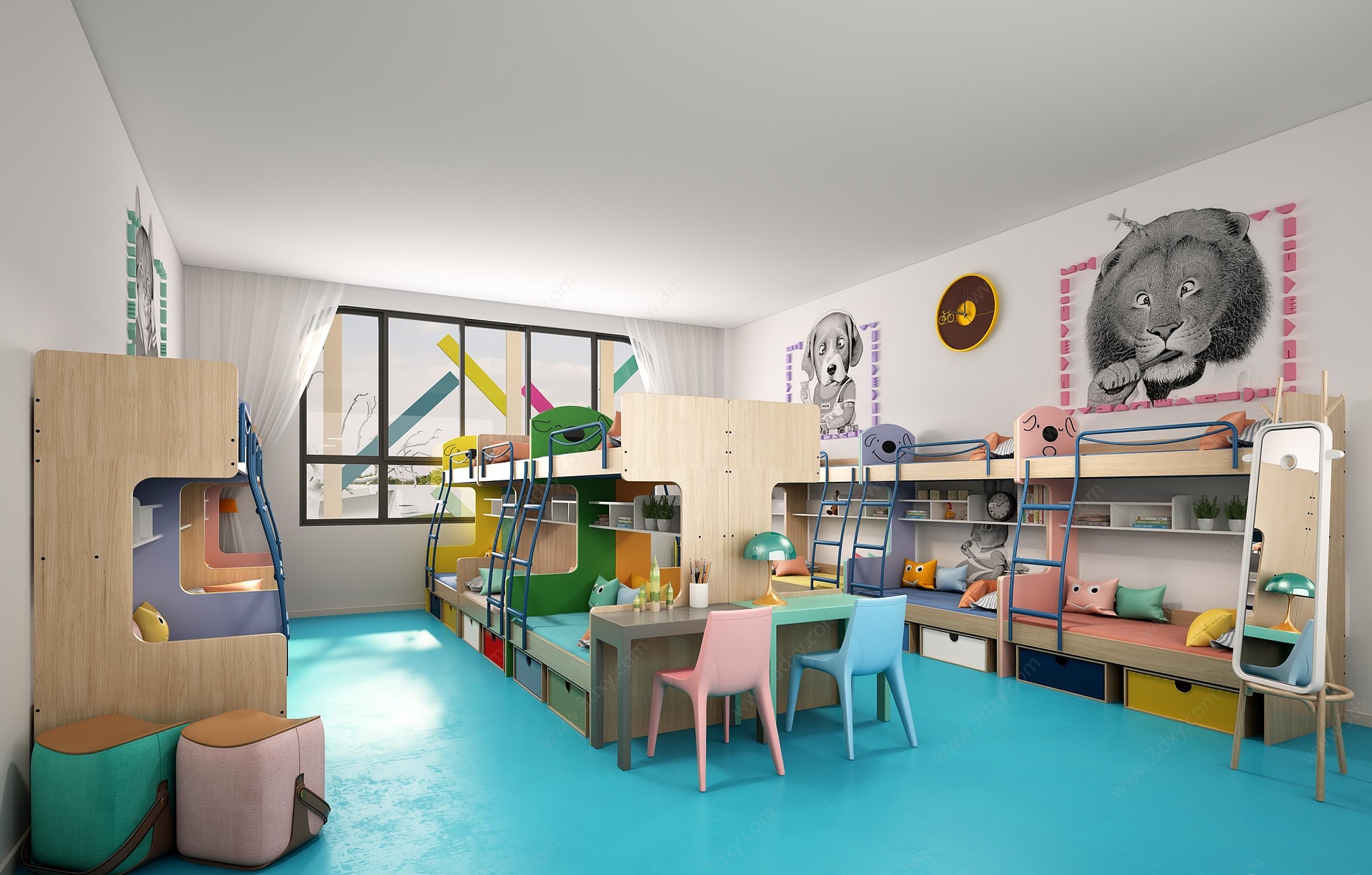 幼儿园休息室上下铺午休室3D模型