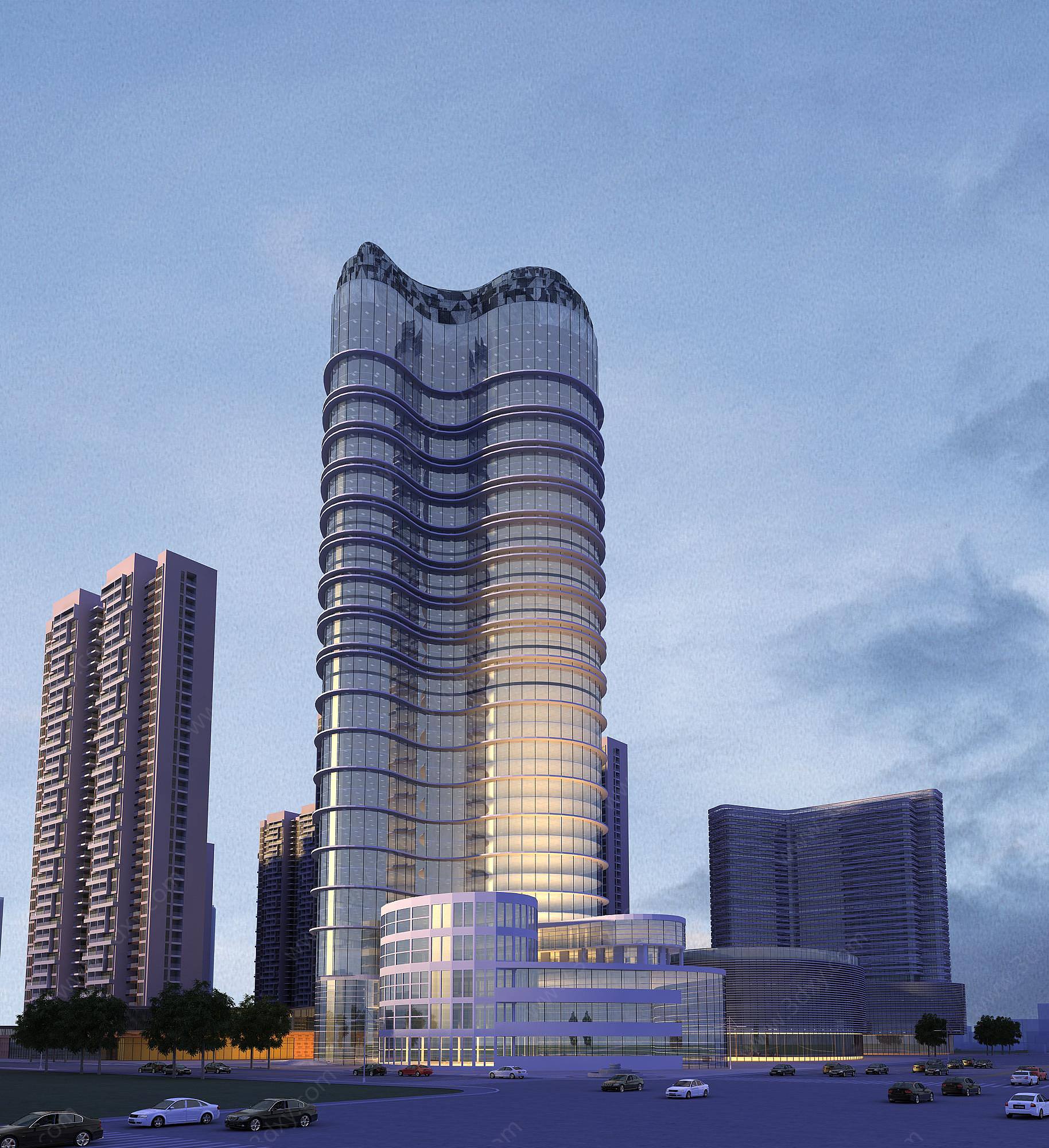 现代高层酒店办公商业3D模型
