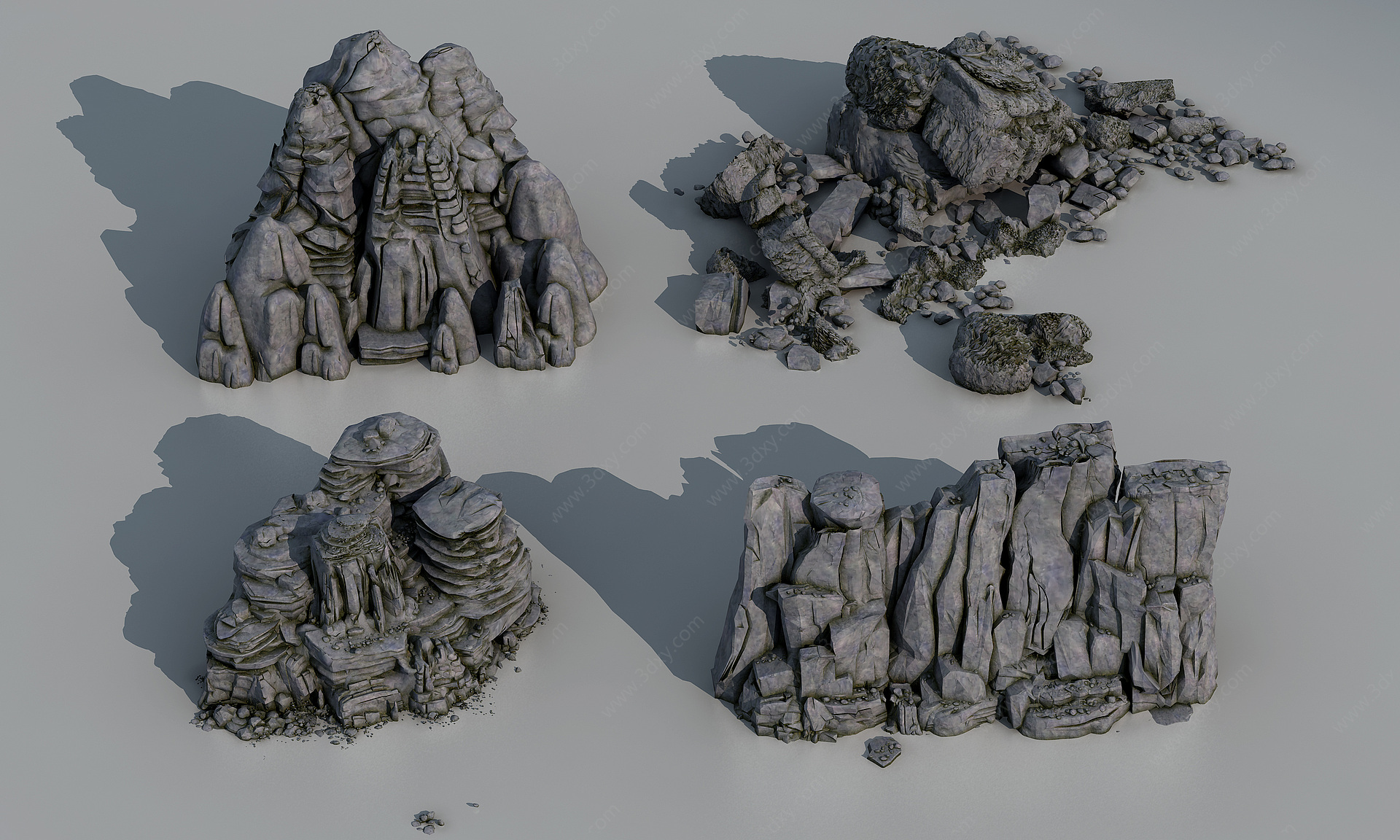 石头山石乱石头假山3D模型