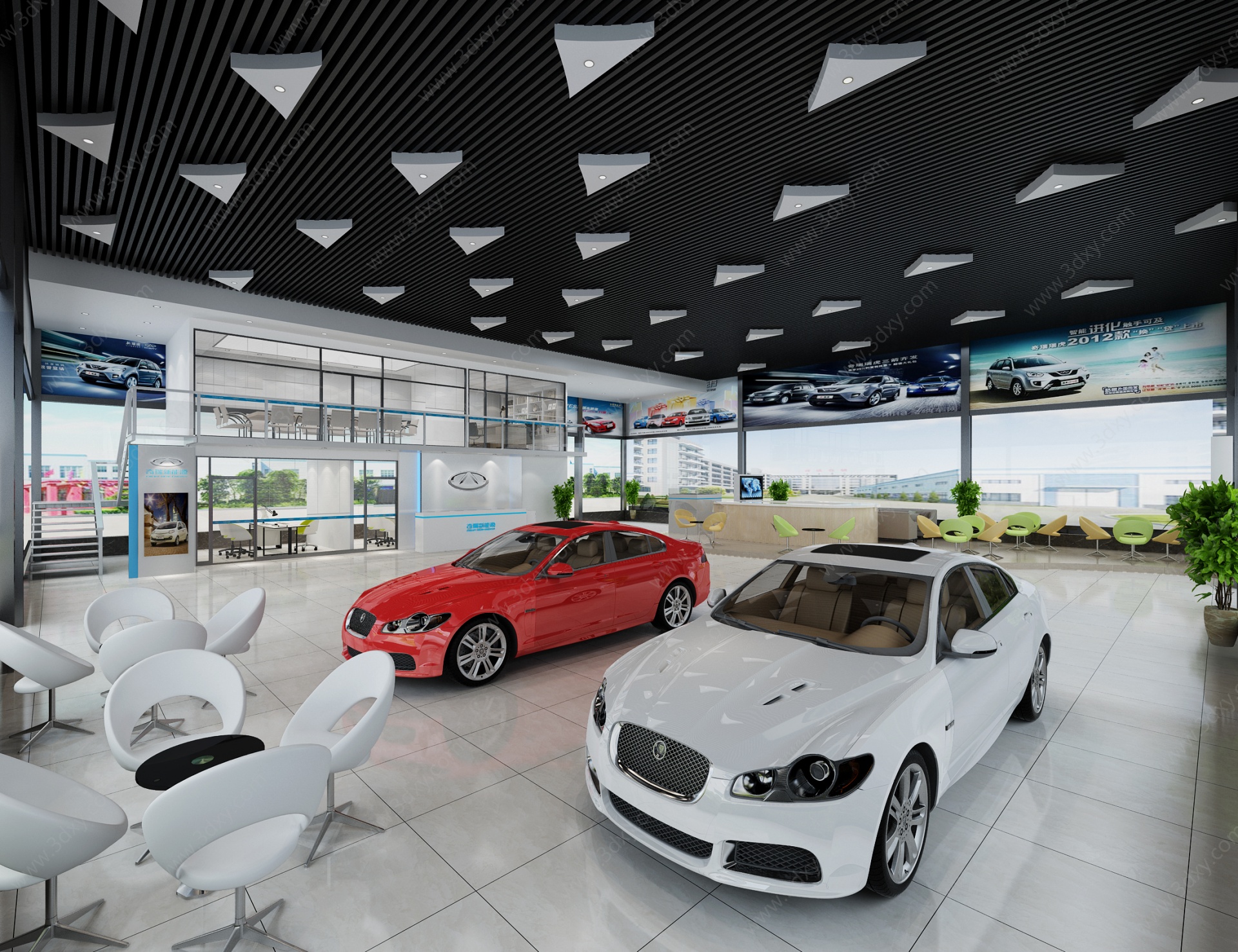 现代汽车4S店展厅休闲区3D模型