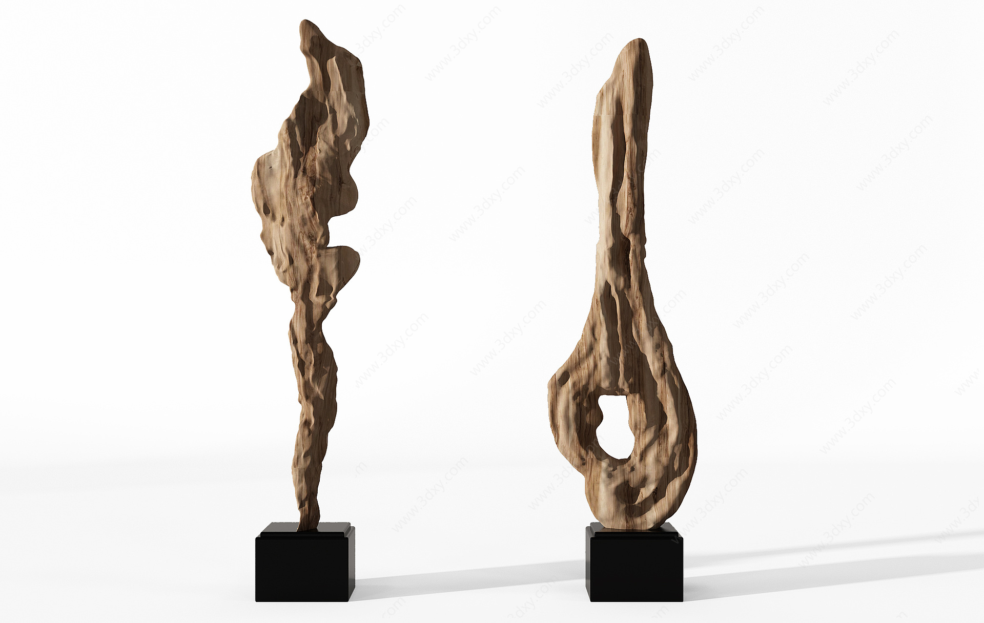 新中式雕塑根雕木头3D模型