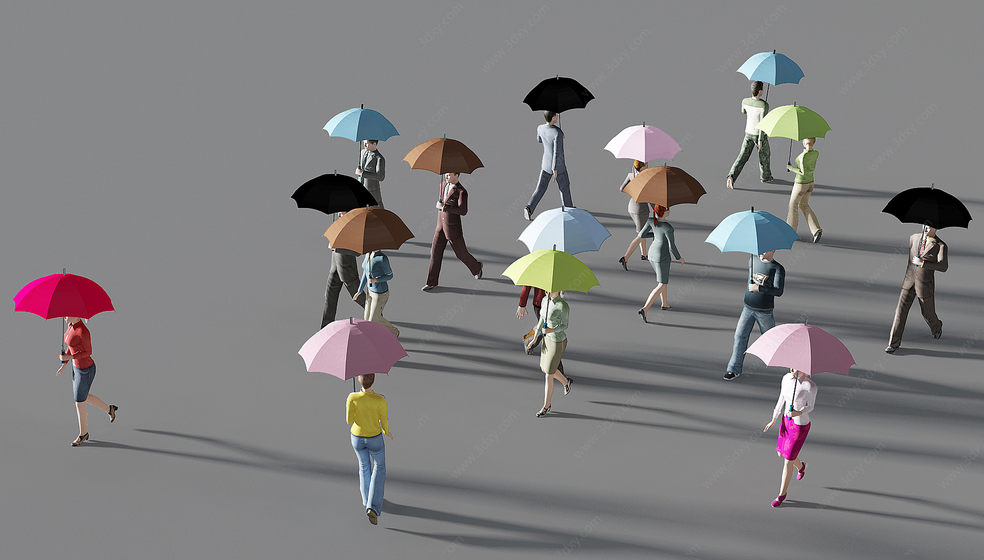 打伞人物人群女人3D模型