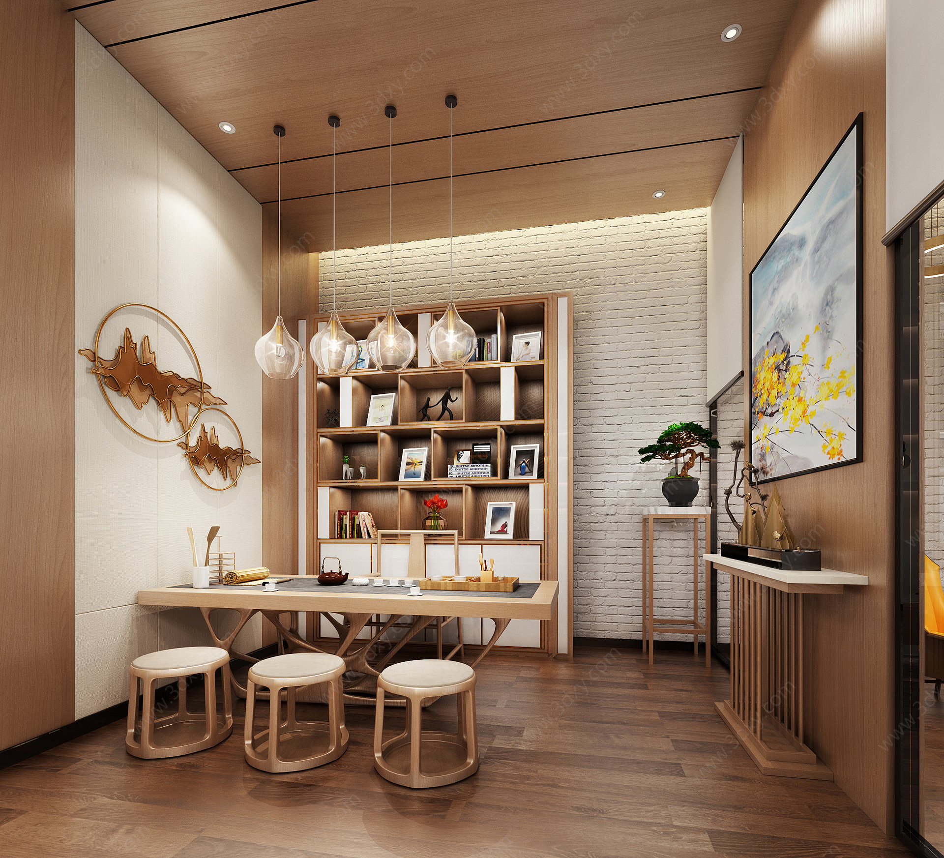 新中式茶室接待室3D模型