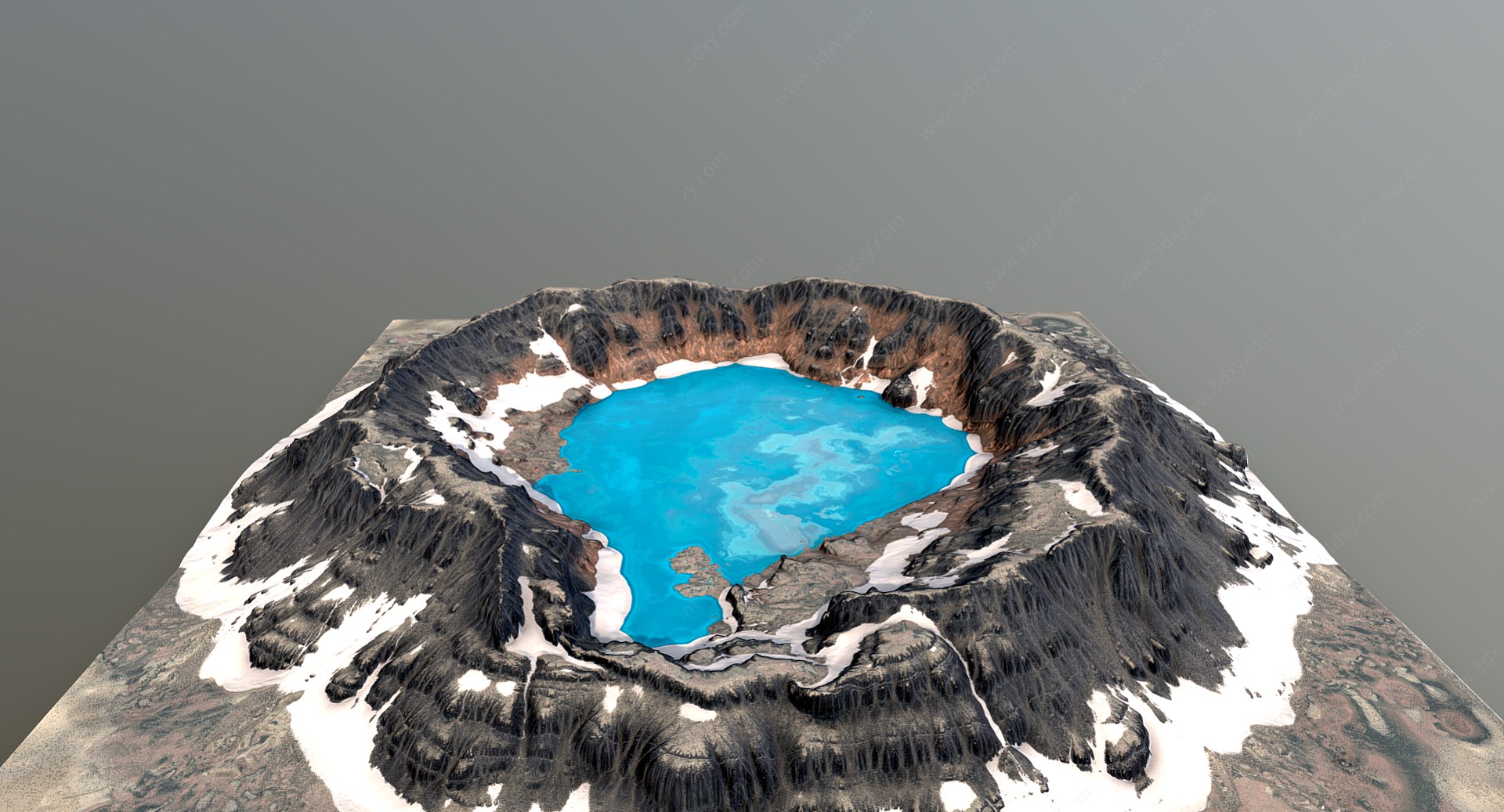 现代高原湖泊3D模型