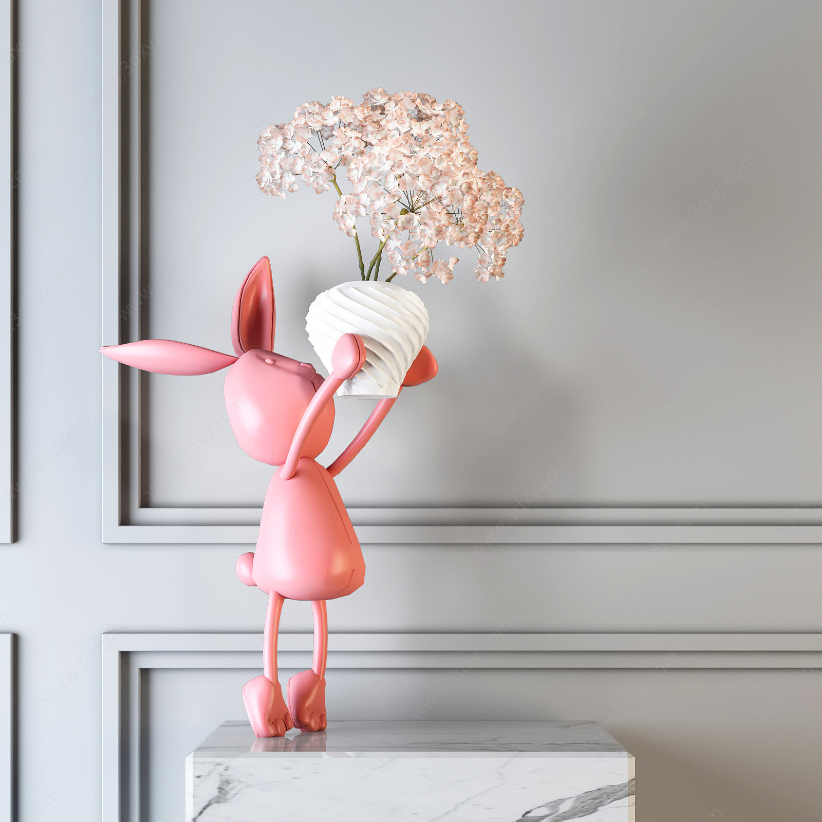 现代兔子雕塑摆件3D模型