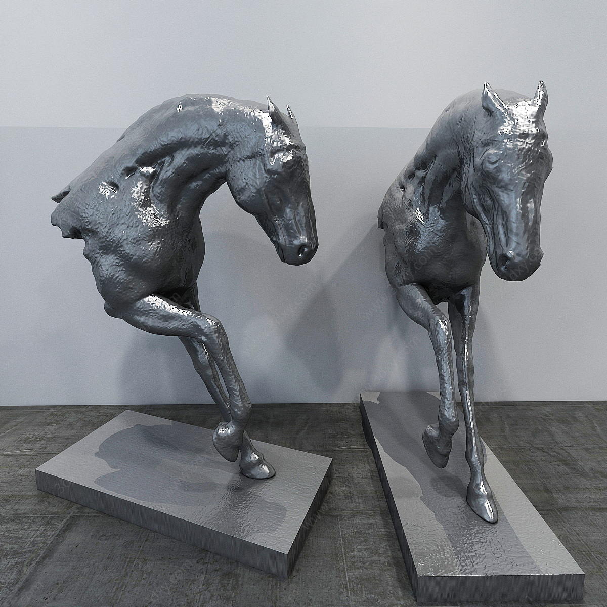 现代马头雕塑摆件饰品3D模型