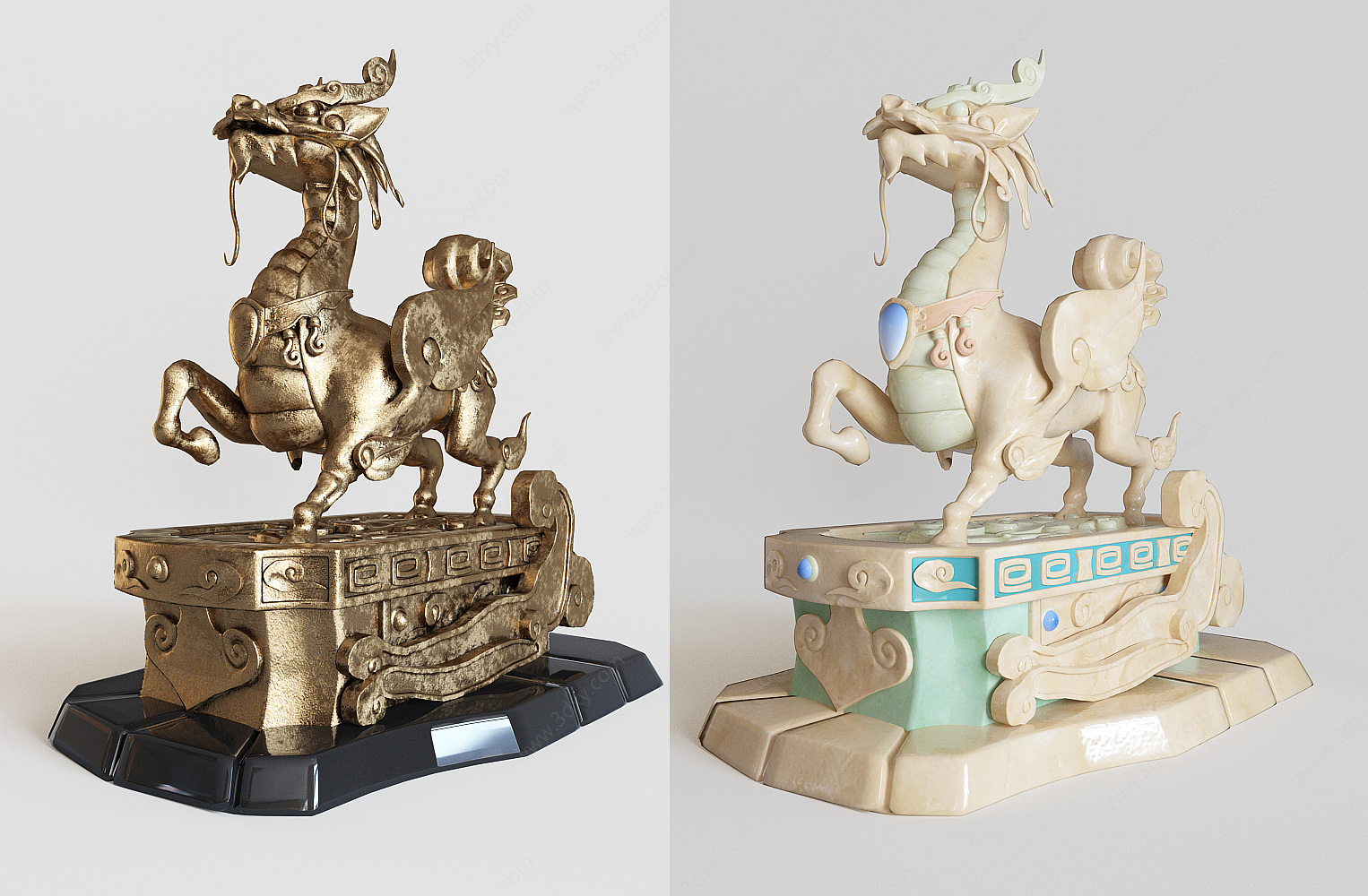 中式麒麟雕塑3D模型