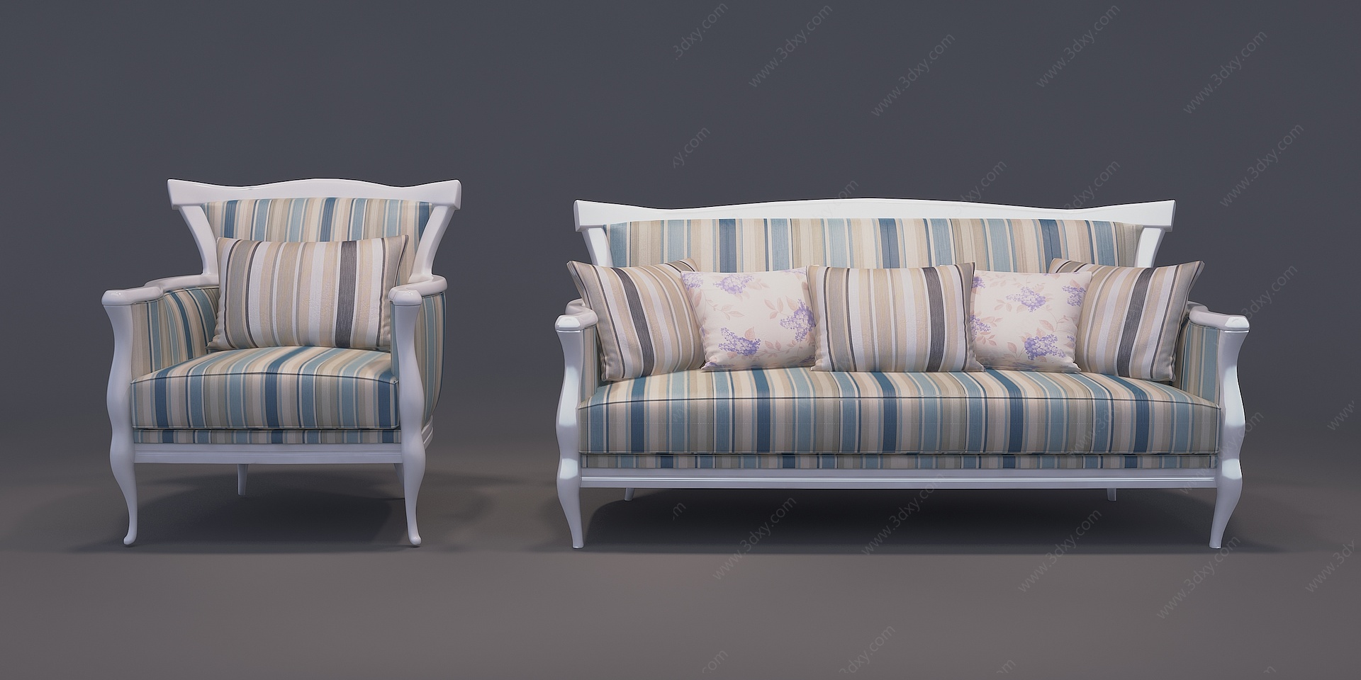 地中海布艺沙发3D模型