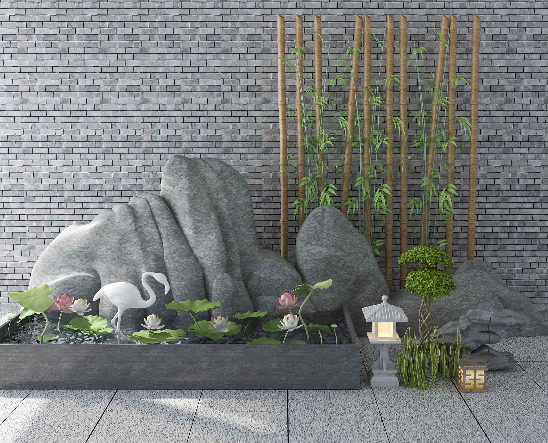 新中式园艺小品3D模型