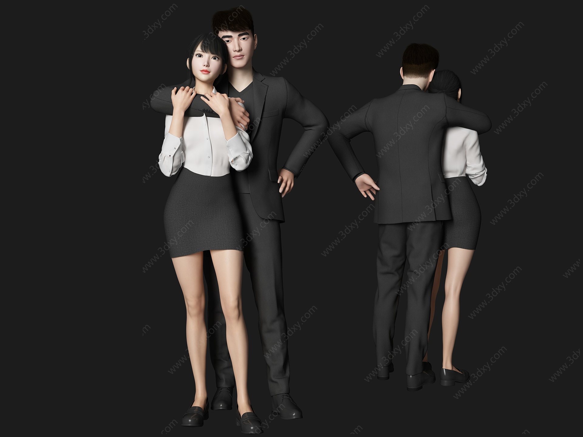 情侣男人美女人物3D模型