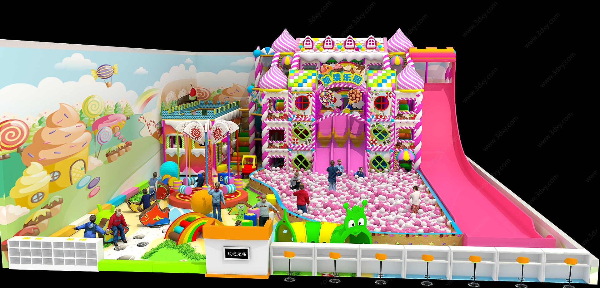 糖果淘气堡儿童乐园3D模型