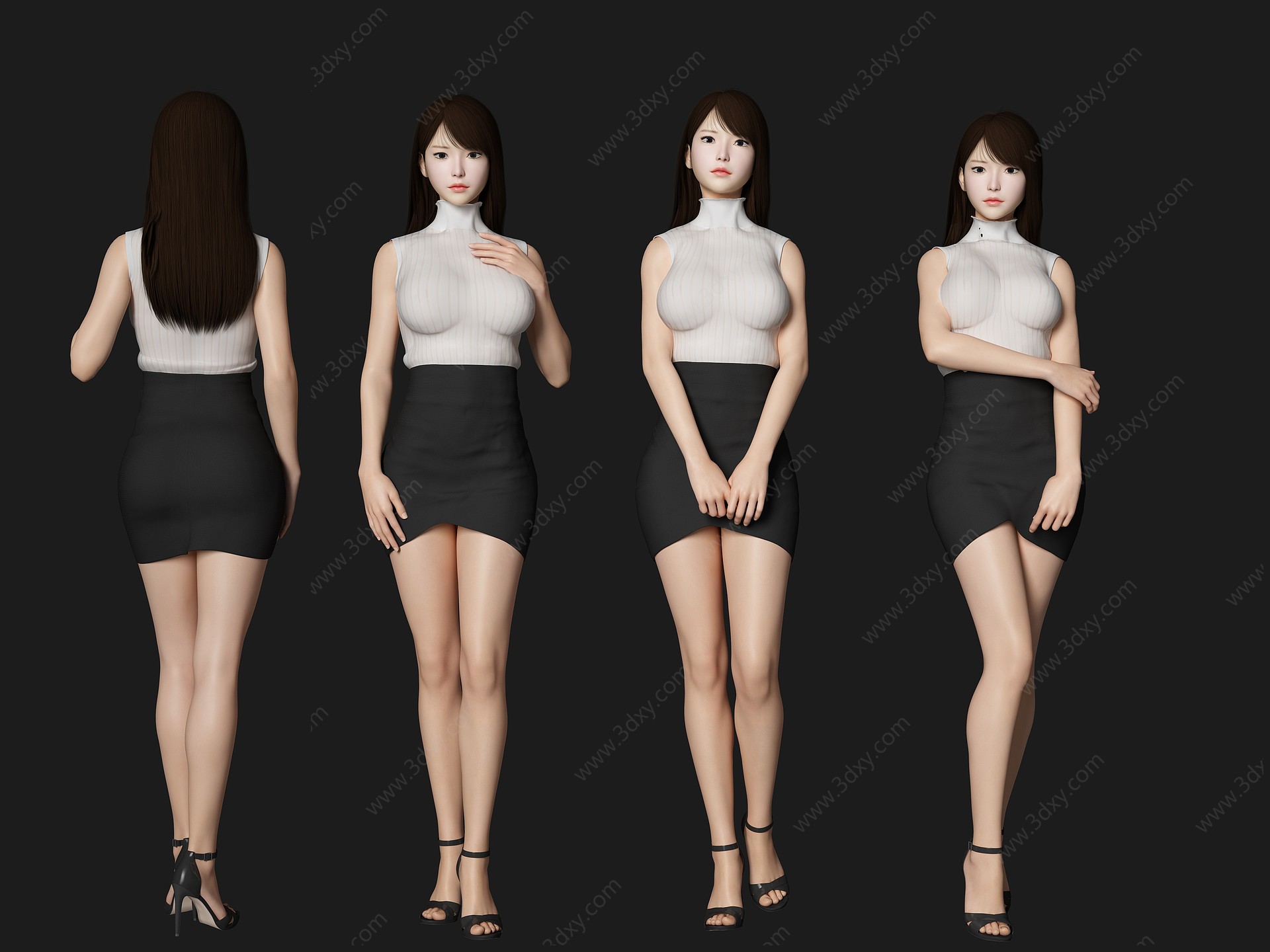 秘书性感美女人物3D模型