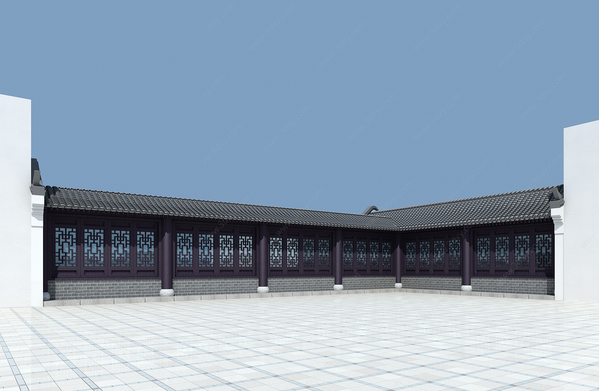 新中式长廊3D模型