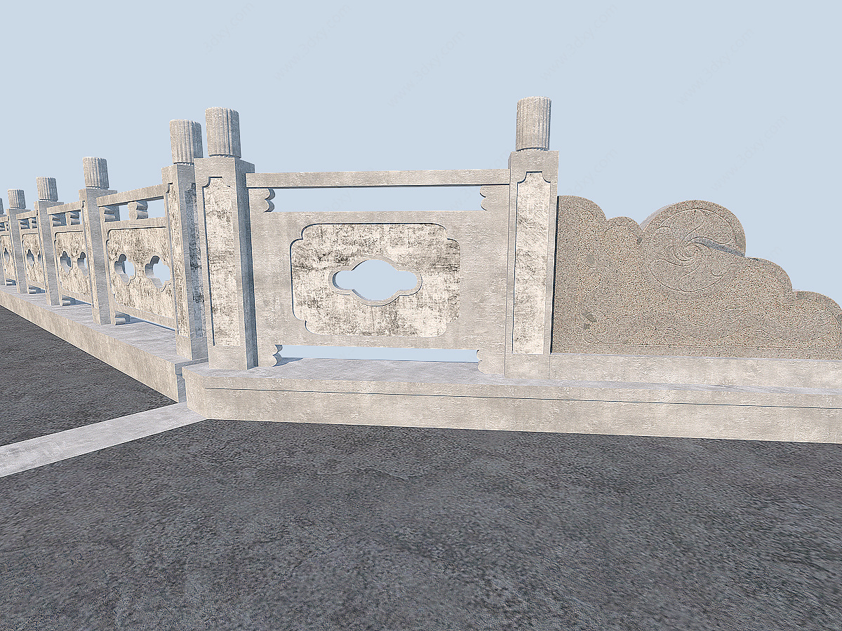 中式古典桥梁桥3D模型