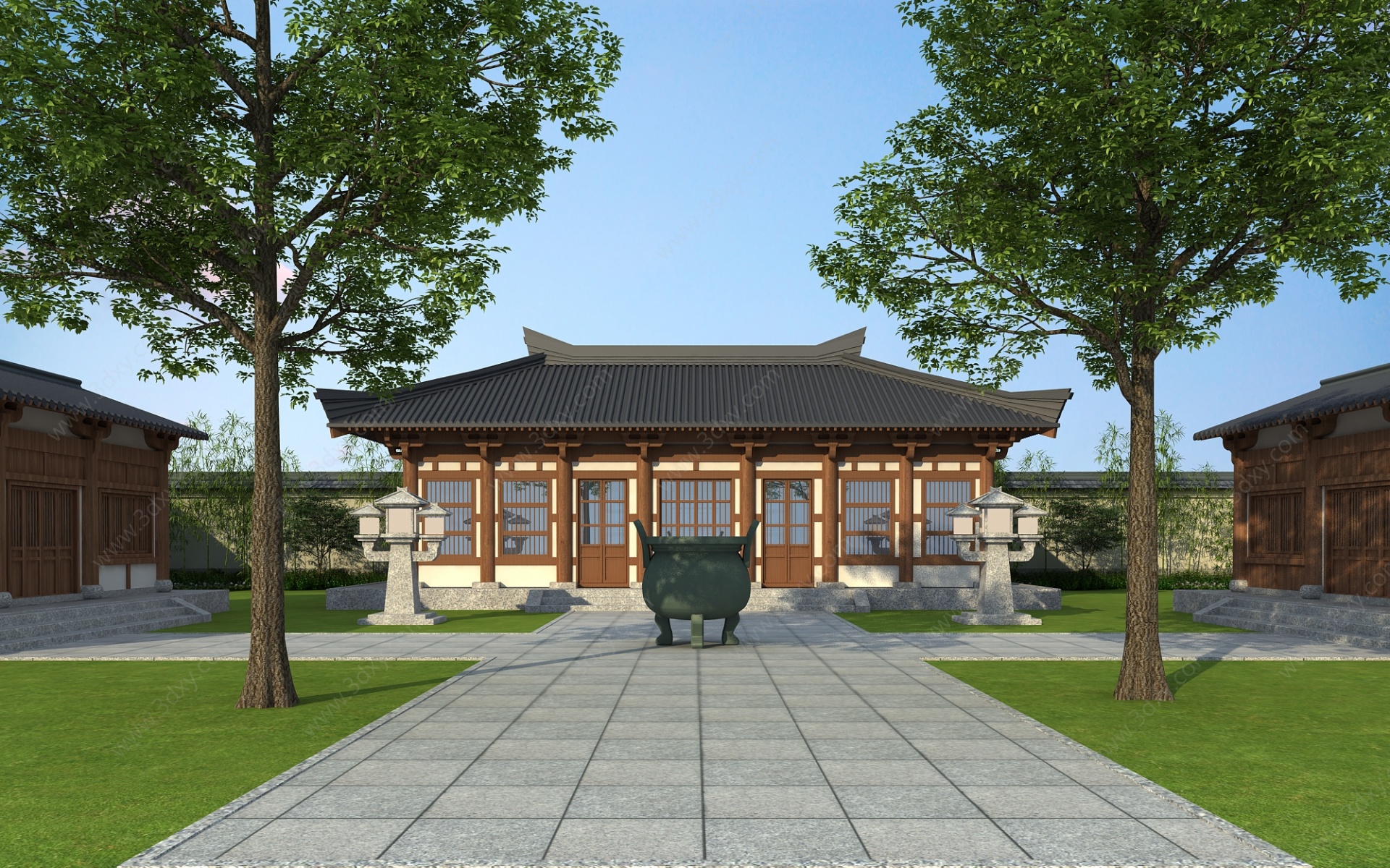 中式寺庙3D模型