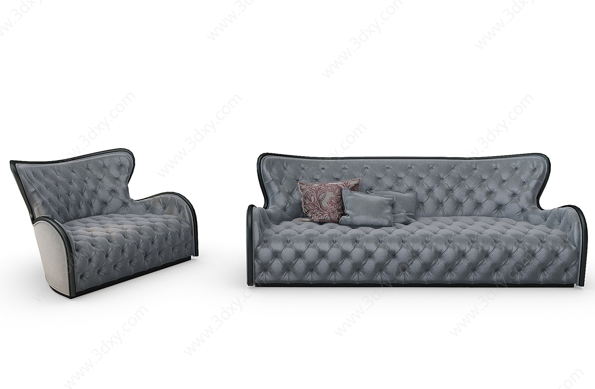 简欧沙发单人沙发3D模型