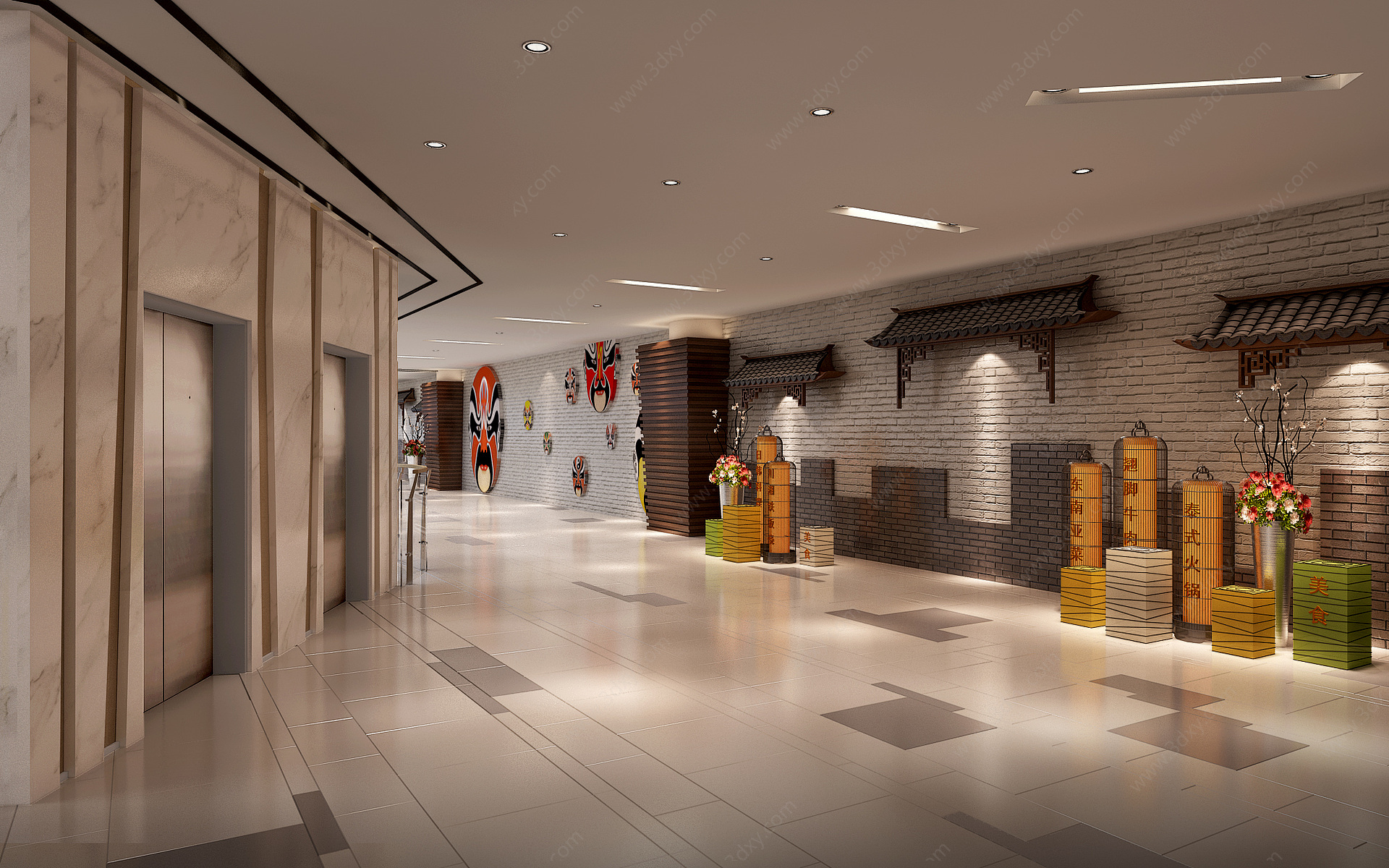 商业空间商场电梯厅3D模型