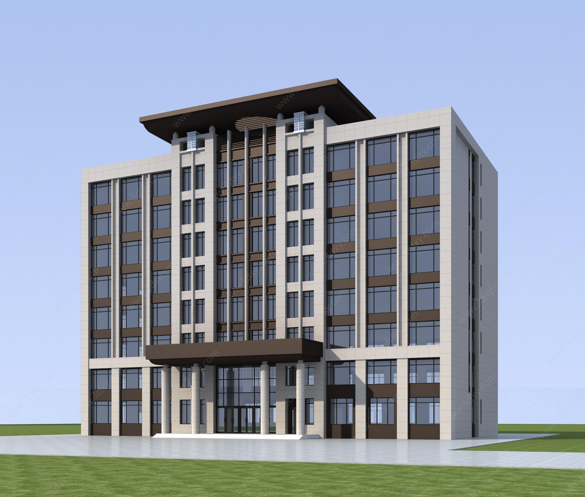 现代简单办公楼宾馆酒店3D模型