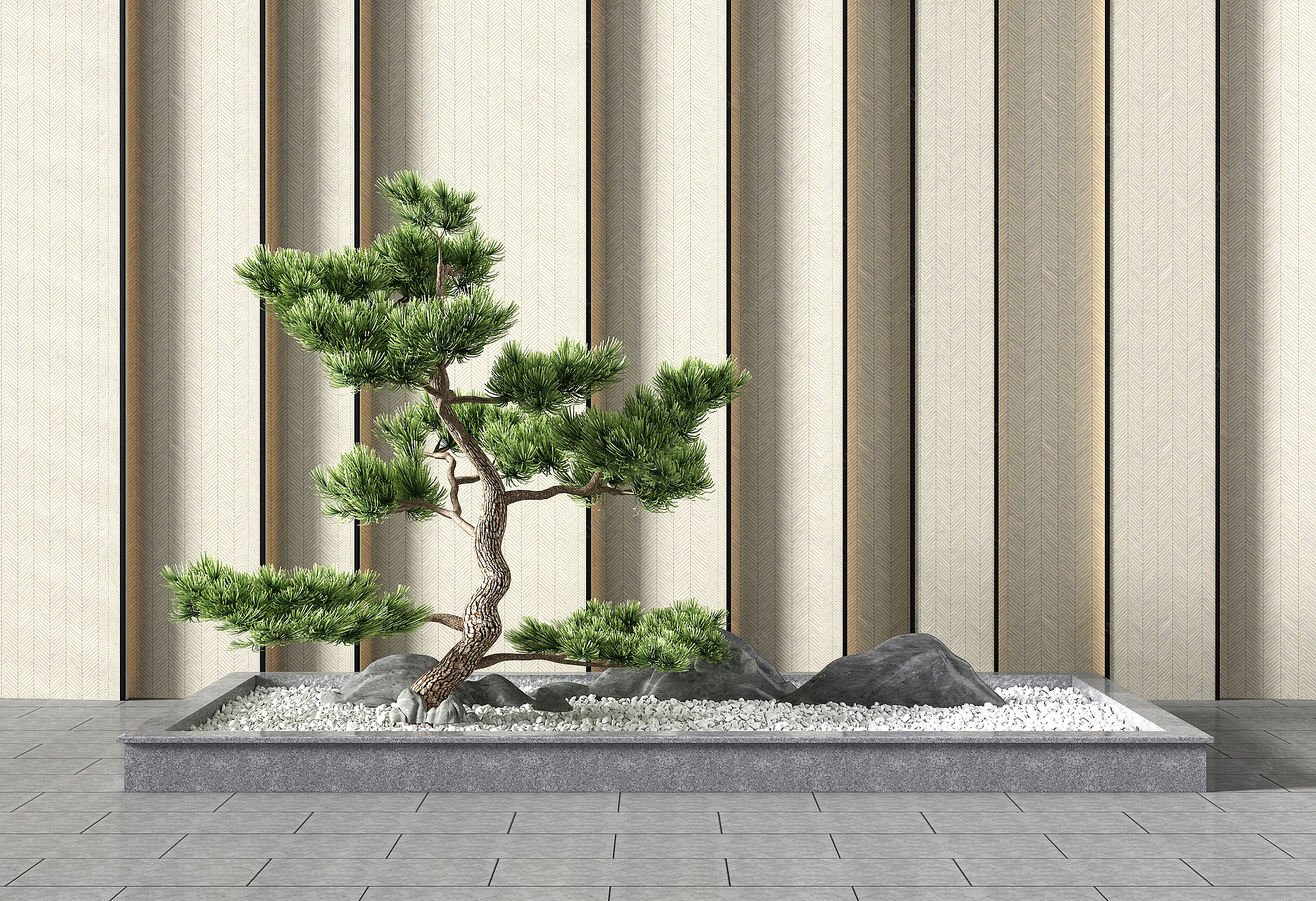 新中式景观小品树假山3D模型