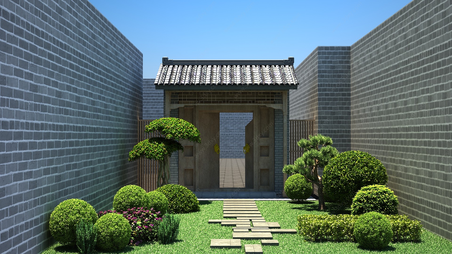 庭院景观仿古门楼入口3D模型