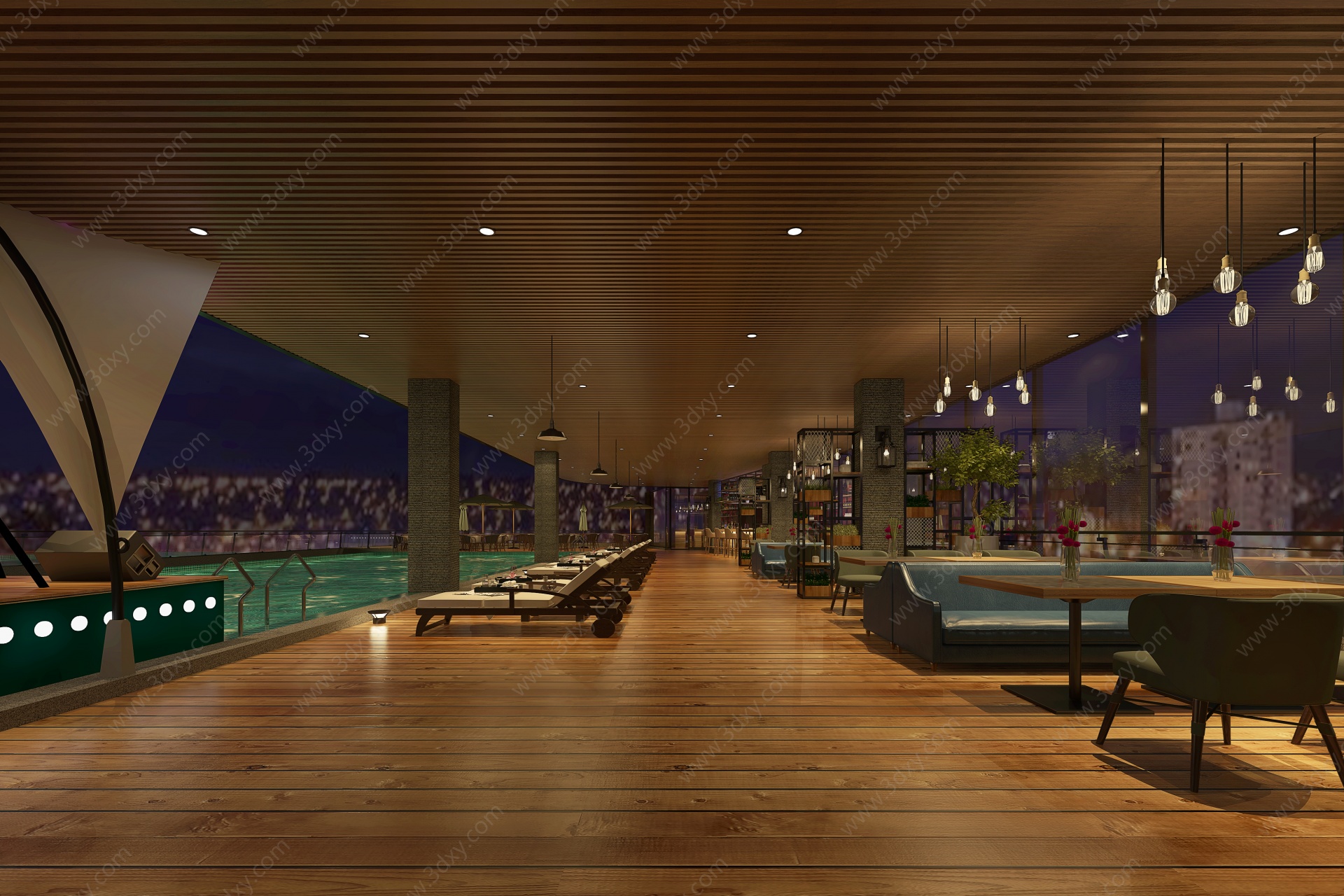 现代泳池酒吧3D模型